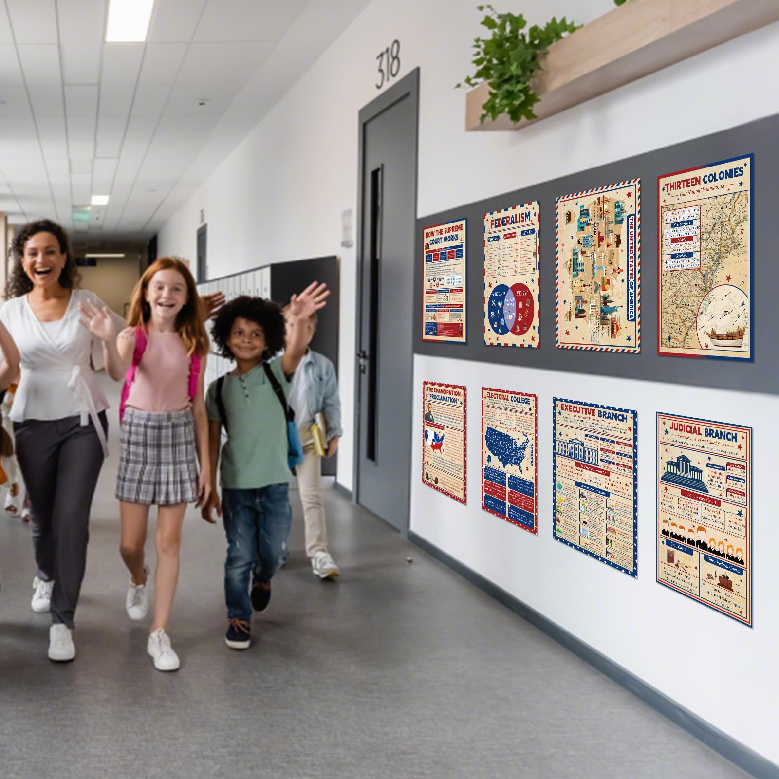 Wiooffen 15Pcs US Government Posters Us History Civics Poster Set Social Studies Bulletin Board Government Structure Educational Posters Classroom Decorations for Teachers Middle High School Decor - Image 5