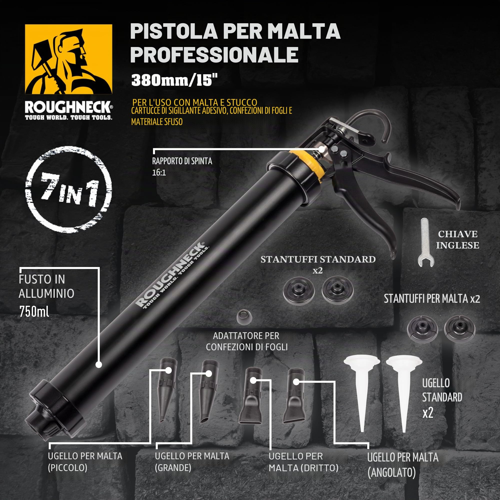 Roughneck ROU32150 Ultimate, pistola multifunzione per malta, nero