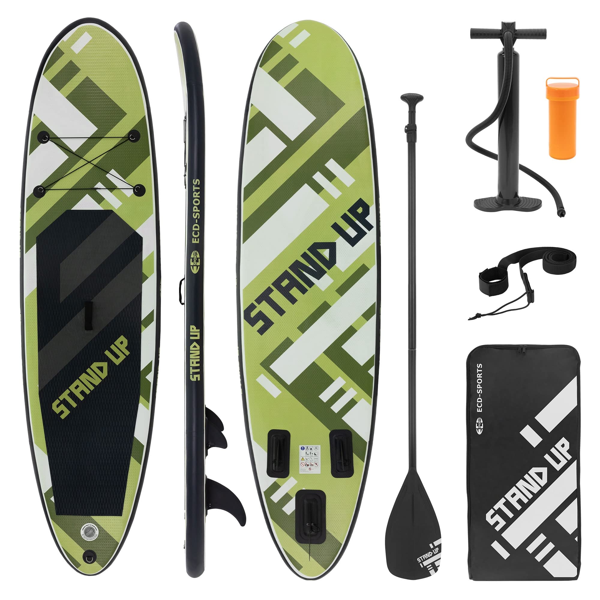 ECD Germany Tabla Hinchable Stand Up Paddle Board 305/308/320cm PVC hasta 120/150kg set Completo Espesor 10/15cm Tabla de Surf SUP Board Inflable con Remo y Bomba de Inflado Diversos Colores y Modelos