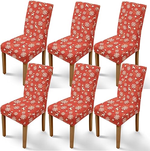 Miniatura 20 de Rnyleeg Juego de 4 fundas de silla de Navidad para sala de estar, sin brazos, copo de nieve, muñeco de nieve, fundas elásticas para sillas de Muñeco