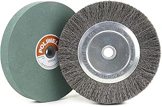 6 Inch Bench Grinder Grinding Wheel & Wire Wheel Brush with 1/2'' Arbor, 120 Grit Silicon Carbide Bench Grinding Wheel for Bench Grinder,for Drill Bits, Blades and Knifes Cleaning Polishing Sharpening