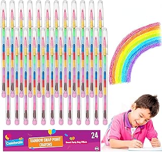 24pk Swap Point Crayon Rainbow Pencils | Twistable Crayons, Mini Colouring Pencils for Party Bags, Crayons Party Bag Fillers, Mini Crayons for Party Bags, Colouring Crayons