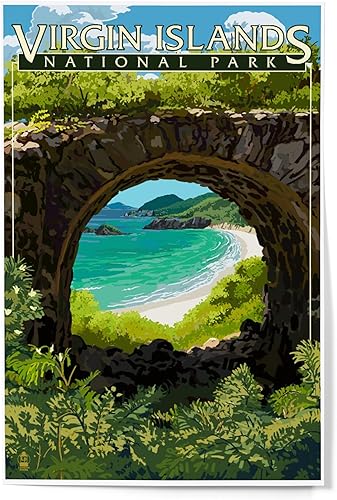 Lantern Press 12x18 Inch Art Print, Virgin Islands National Park, US Virgin Islands, View from Ruins
