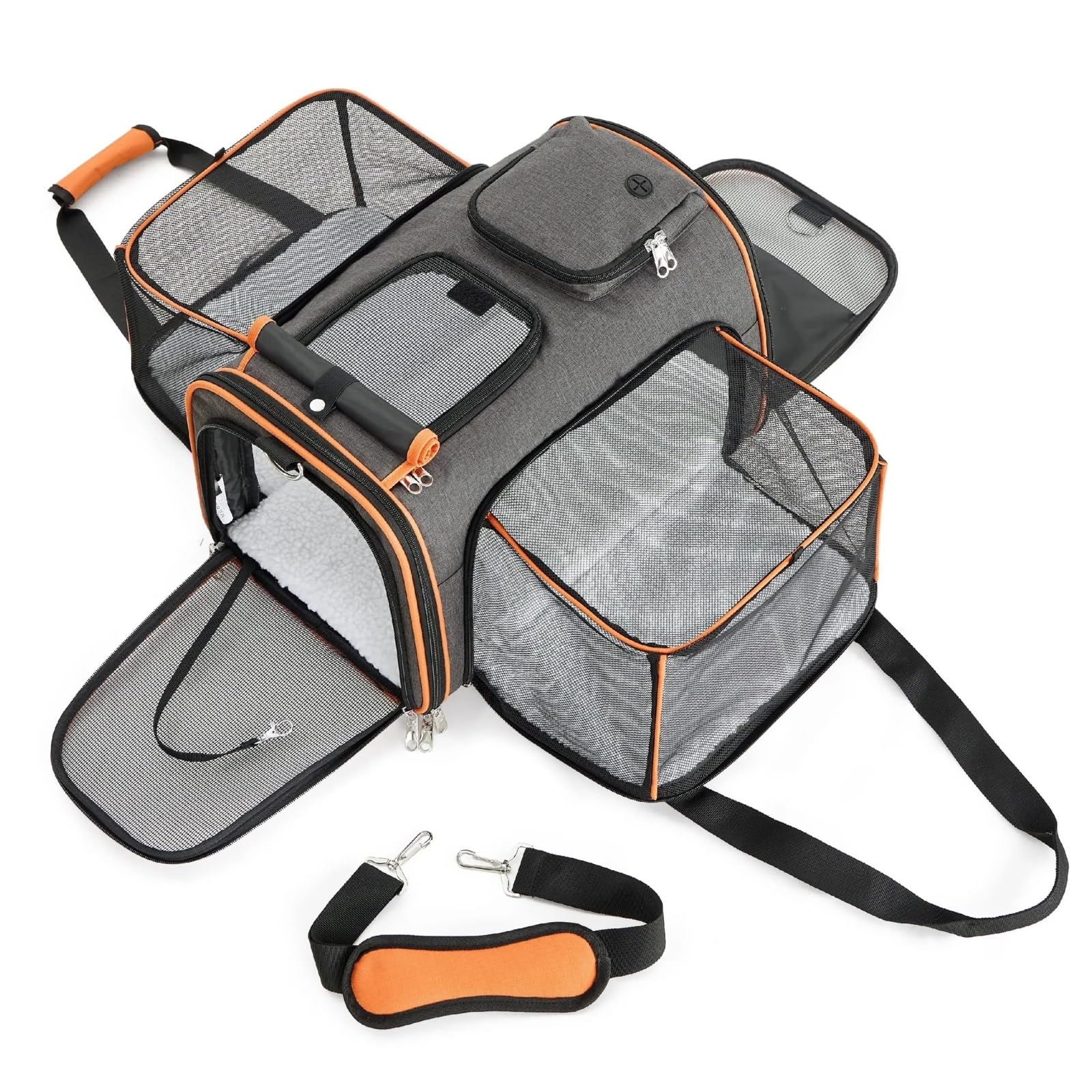 MUSM Arnés De Viaje For Mascotas con Capacidad For hasta 24 Libras, Arnés For Perros Y Gatos Expandible Reversible Grande, con Almohadillas Y Bolsillos De Forro Polar