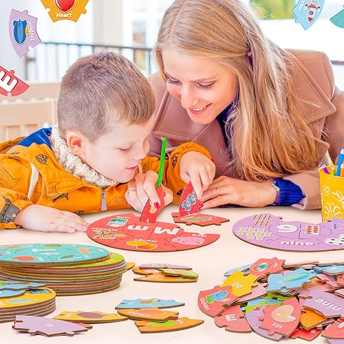 Miniatura 6 de ABC - Rompecabezas educativo del alfabeto y números para niños pequeños, juguetes Montessori, juego de palabras a la vista, actividades de