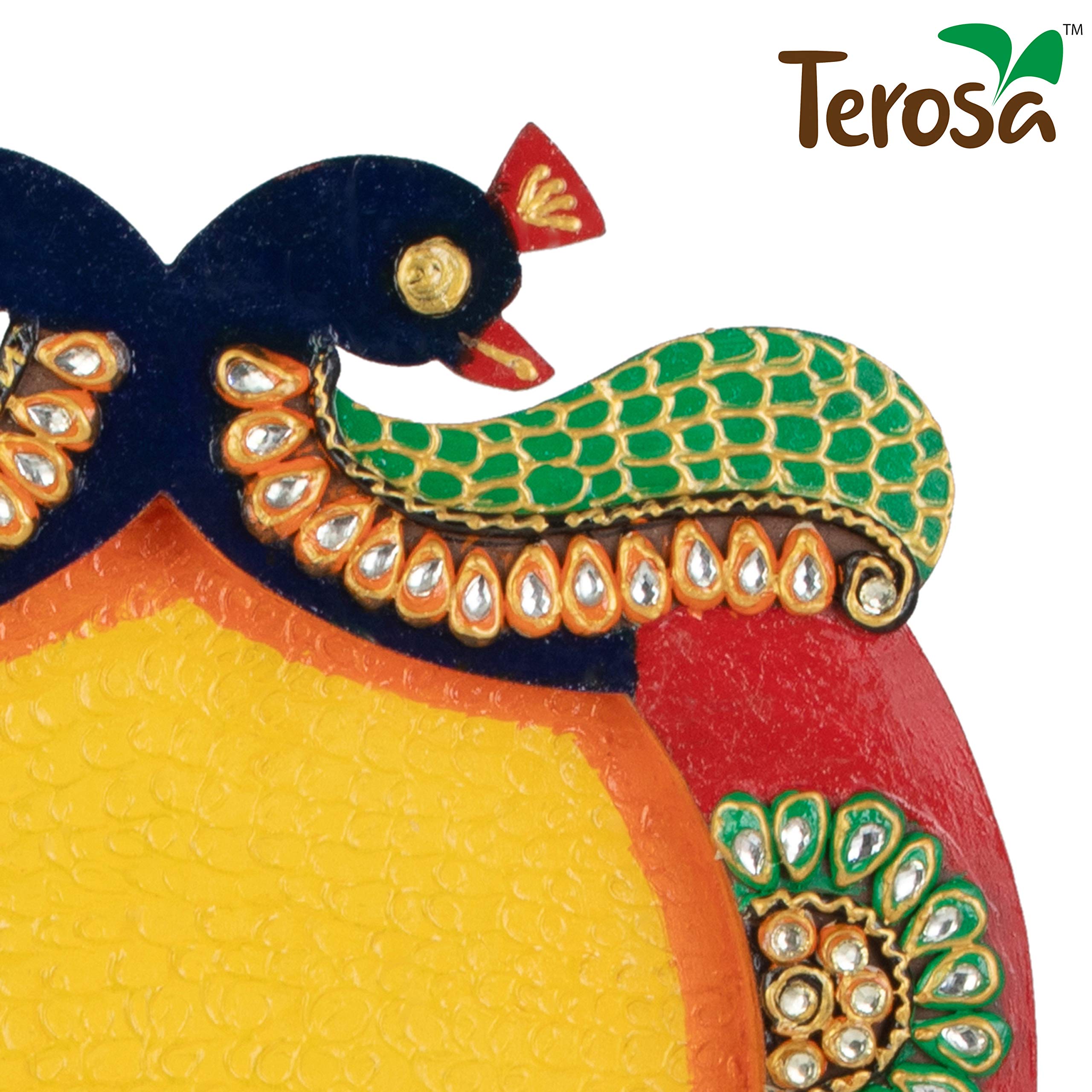 Terosa Peacocks Embrace Pooja Thali Handicraft Wooden 2
