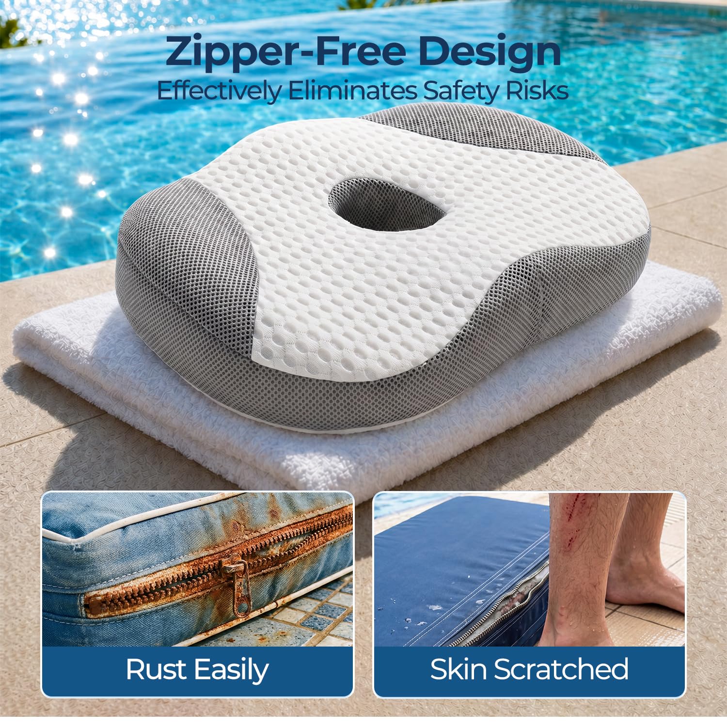 Idle Hippo Whirlpool Booster Sitz, Gewichtetes Whirlpool-Kissen mit leistungsstarken rutschfesten Saugnäpfen, Booster Kissen, Schnell Trockenes Spa Kissen für Indoor Outdoor Whirlpool