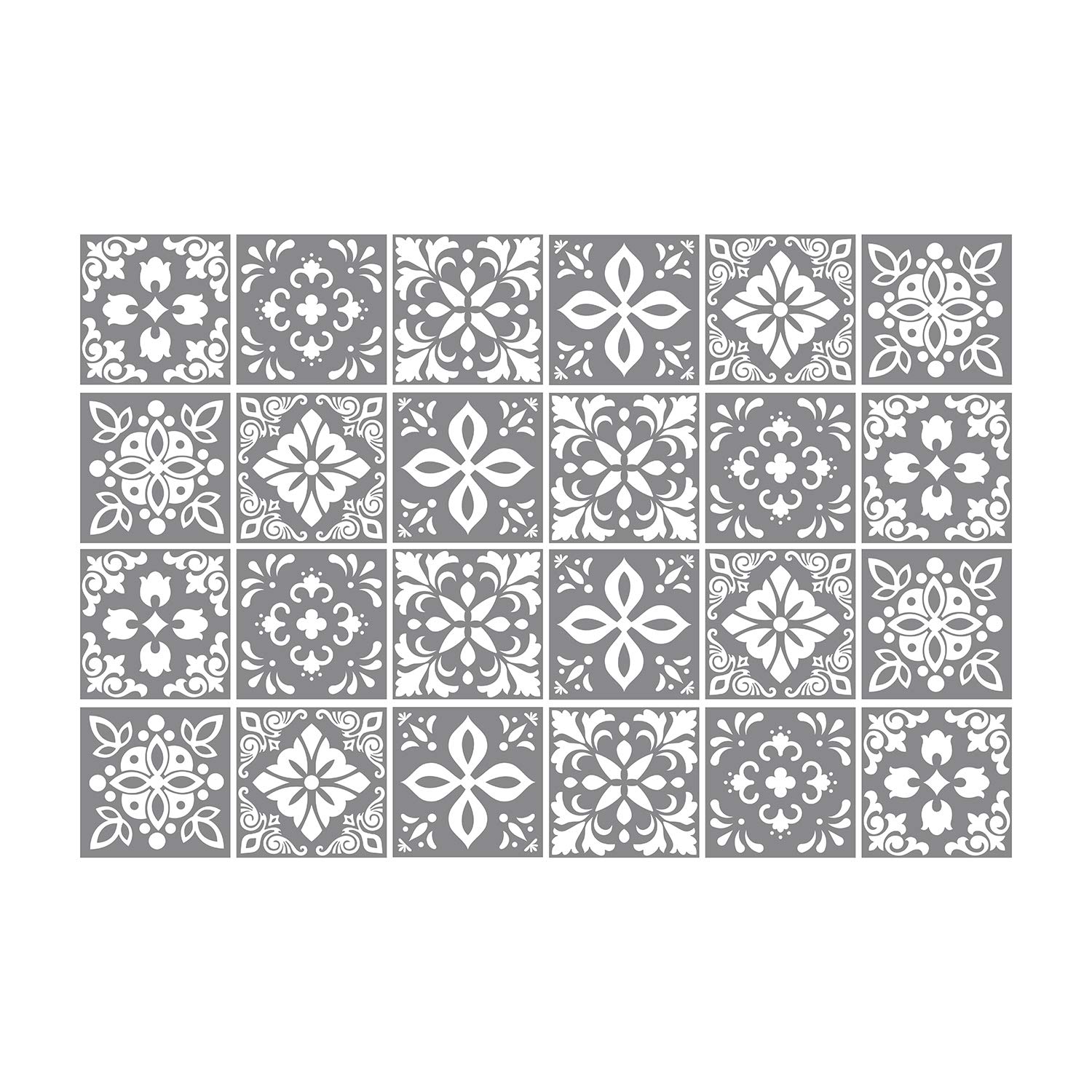 WALPLUS 72pcs 6 inch Peel and Stick Tiles Stickers Tile Paint Backsplash Removable Waterproof Self-Adhesive Decals Vinyl Home Kitchen Bathroom Decor Dark Grey Cement