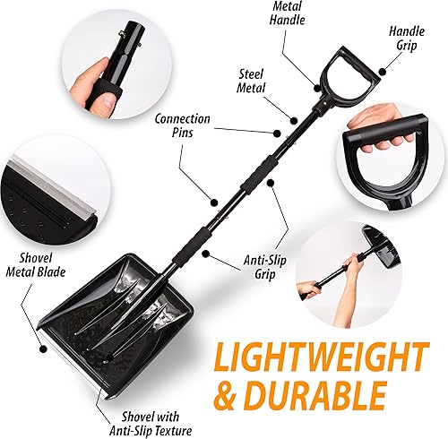 Miniatura 2 de ZONETECH Kit de cepillo de nieve 3 en 1 para coche, cabezal reemplazable, pala portátil para quitar nieve, raspador de hielo y cepillo de nieve para