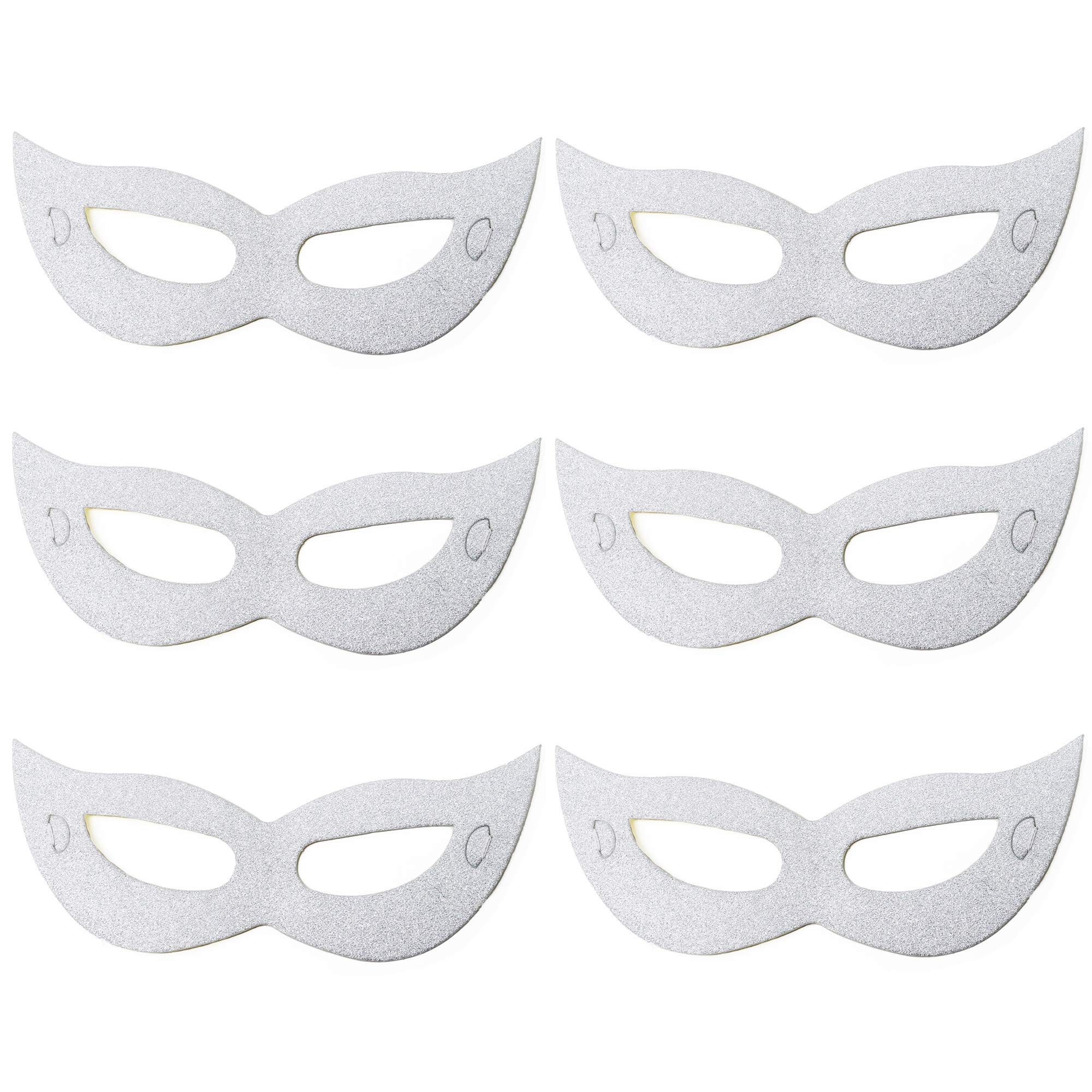 Glitter Silver Masquerade Mask - Pack of 18 | Party Mask for Couples, Women, Men | Dancing Retail Prom Ball Props for Halloween Costume | Mask for Christmas, New Year Party, Carnival Party Celebration