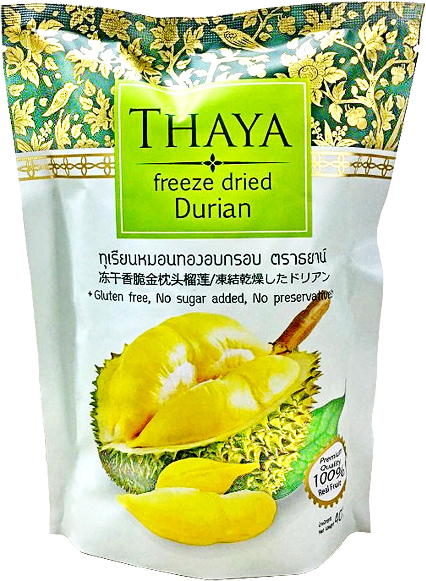 Thaya Premium Freeze Dried Durian Monthong King of Fruit 100% Natural 40 G