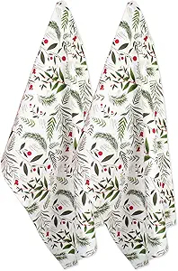 DII Christmas Kitchen Towel Set, Floral Tea Towels for Baking, Cleaning, Entertainment & Cooking, 18x28, Holiday Sprigs, 2 Piece