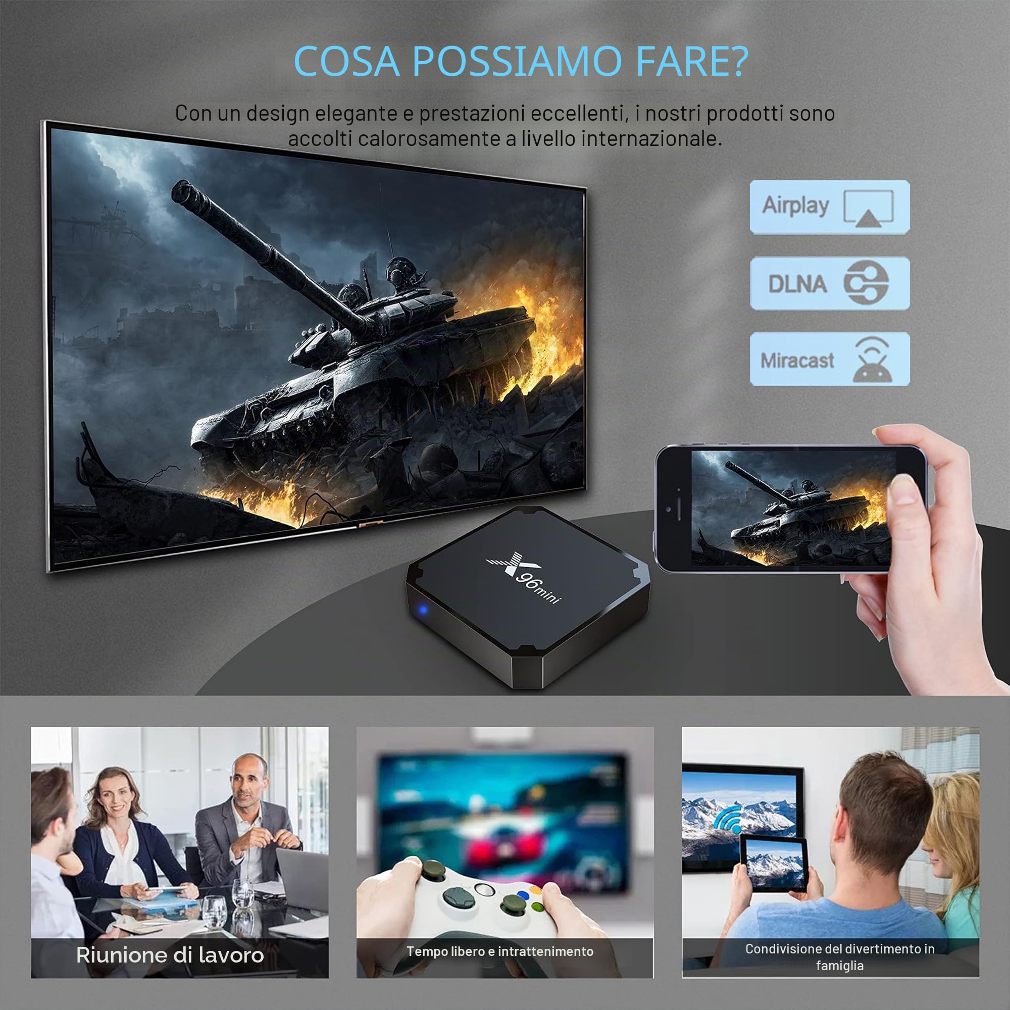 DEALROYAL X96 Mini TV Box, Android 11.0 Box TV 2GB/16GB Box Android TV 4K con Amlogic S905W2 Quad-Core Chipset 64 bit WiFi 2.4G, 4K HD,H.265