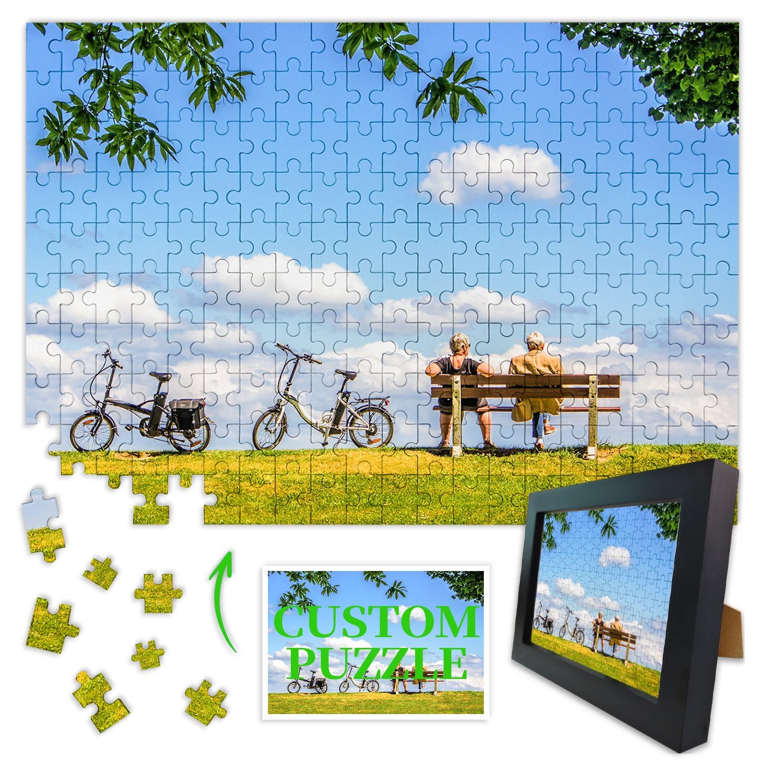 Personalised Jigsaw Puzzle Custom Photo Wooden Frame, 35/70/200/300 Pieces Pets, Portraits, Landscapes Image Ideas Gifts for Family Friend Loved