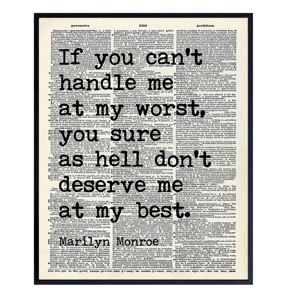 Marilyn Monroe Poster - 8x10 Upcycled Dictionary Art - Home Theater Decor, Wall Decoration - Funny Quote - Gift for Women, Woman - Unframed Print
