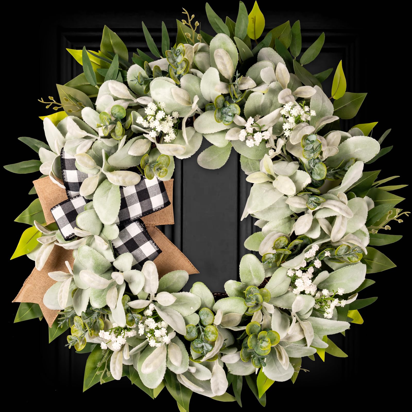 soosubel 20 Lambs Ear Eucalyptus Front Door Wreath