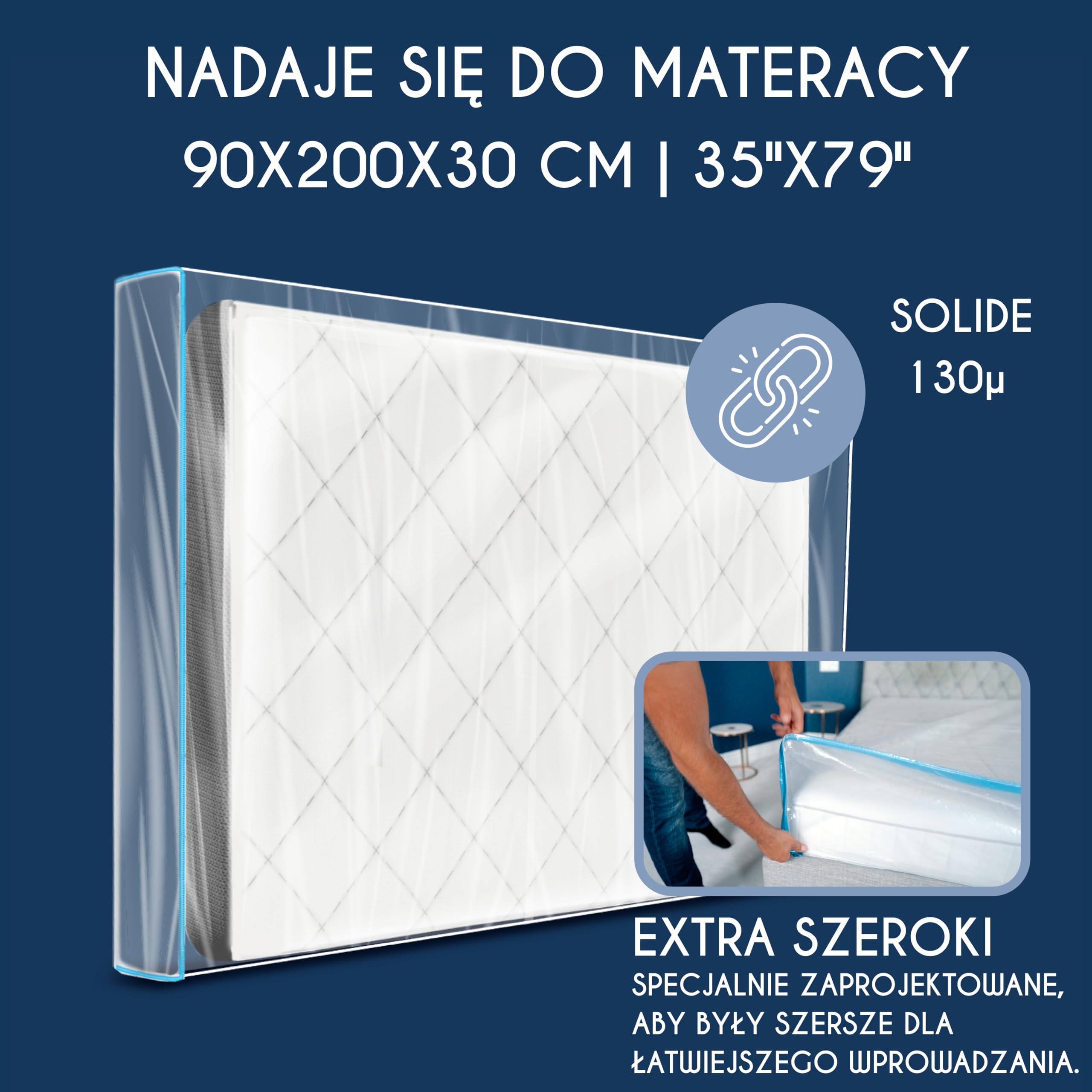 Pokrowiec na materac z tworzywa sztucznego – zestaw 2 szt. – 90 x 200 cm (grubość 30 cm) – ochrona materaca z szerokim zamkiem błyskawicznym – torba na materac do przechowywania, przechowywania