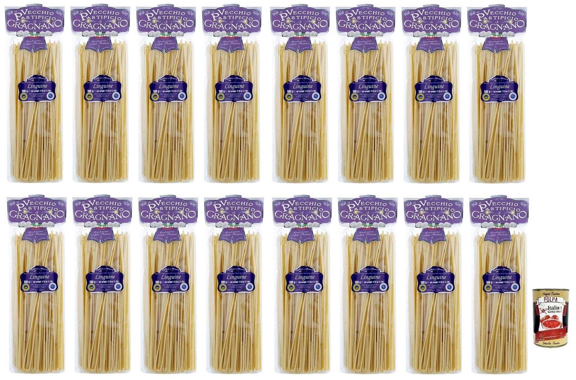 Il Vecchio Pastificio di Gragnano Pasta Linguine, Gragnano IGP fideos de sémola de trigo duro de la más alta calidad, 500 g + Italian Gourmet Polpa di Pomodoro 400 g en lata