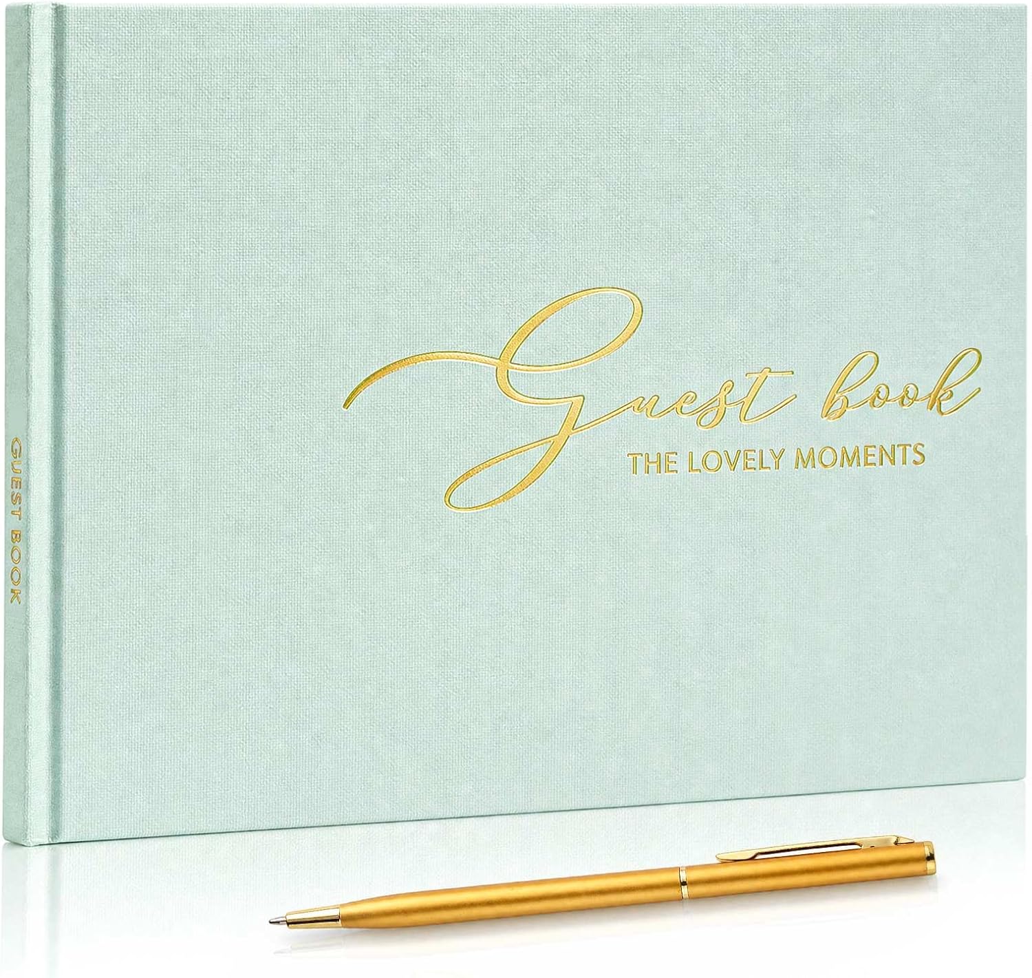 molekaus Leather Wedding Guest Book, 100 Blank Pages, Beige