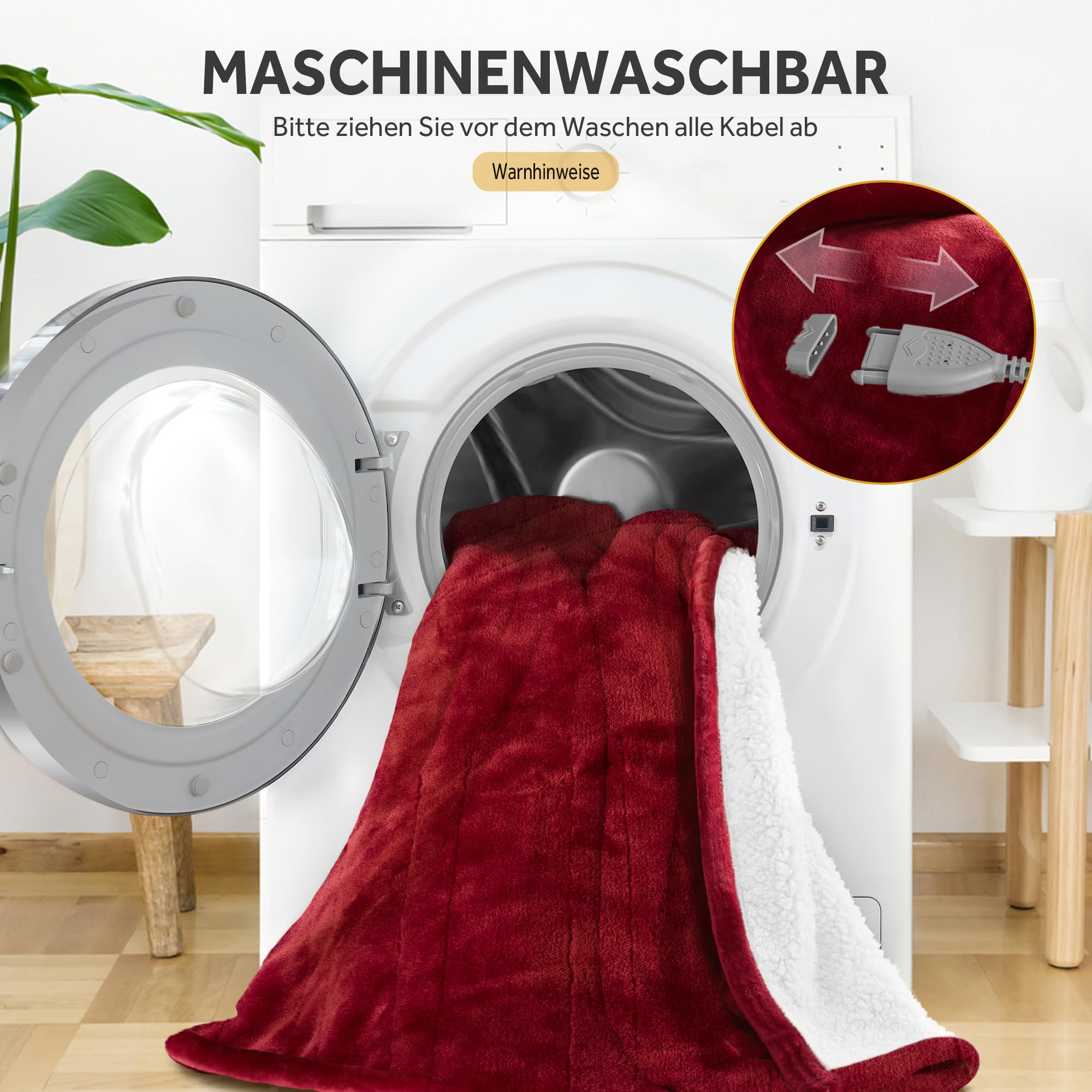 Koc elektryczny z automatycznym wyłączaniem, 130 x 180 cm, flanelowy, Sherpa, elektryczny koc grzewczy, 6 poziomów temperatury i ochrona przed przegrzaniem, nadaje się do prania, koc grzewczy