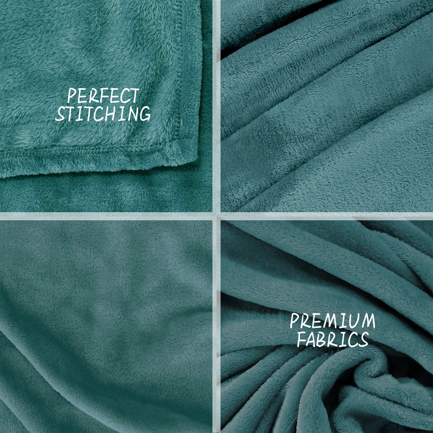 FARFALLAROSSA Coperta Plaid Pile, Coperta Matrimoniale 210 x 240 cm Flanella, Coperta Divano Super Grande Caldo Morbida - Verde Acqua