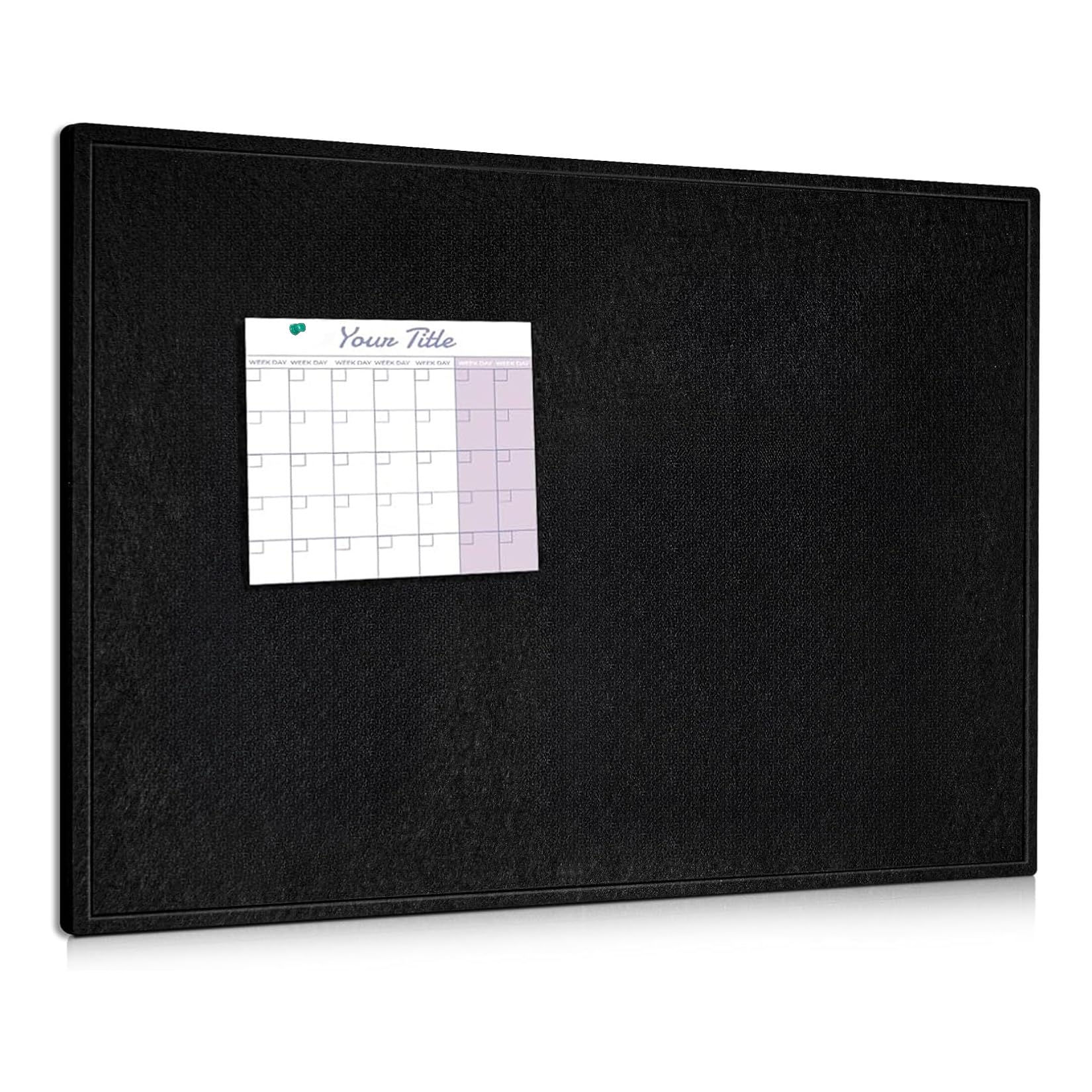 Bulletin Board, 90 x 60cm Cork Board Alternative for Wall with 30 Pins, Foldable Self-Adhesive Vision Board Picture Felt Pin Board for Home Office Classroom Bedroom Entryway, Black