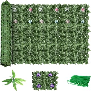LIANTRAL Ivy Privacy Fence Screen, 91x46In(29.2sqft) Artificial Evergreen Ivy Vine Fencing Panel for Wall Decor Balcony Invisible Indoor Outside Backyard Privacy Cover (24, Sweetpotato Leaf)