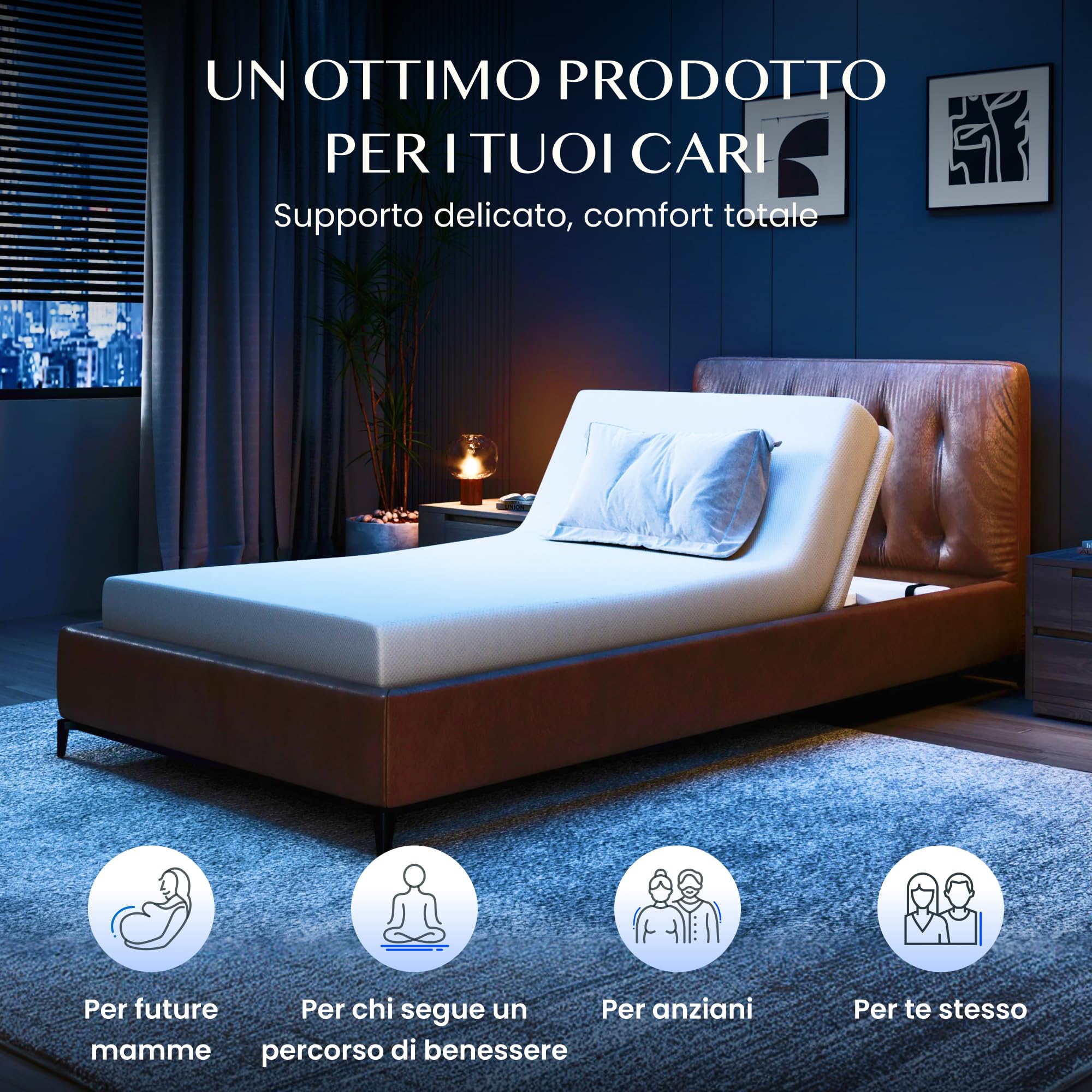 FLEXISPOT Base Letto Elettrica Regolabile, Schienale Inclinabile 0-60°, Sollevamento Silenzioso <50 dB, Telecomando a 2 Pulsanti, Supporto fino a 90 kg, Compatibile con Materassi 80-100 x 180-200 cm