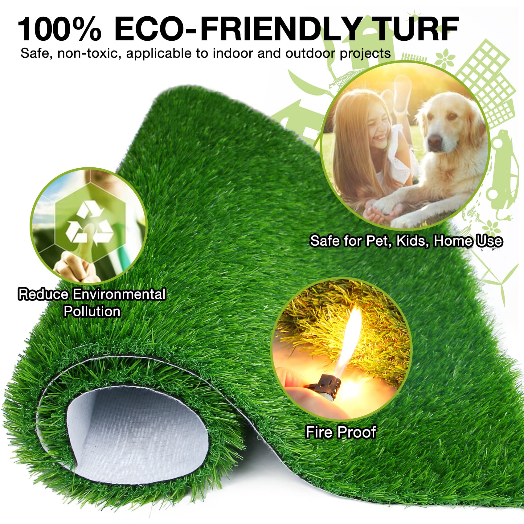 GLOBREEN Tappeto in erba artificiale extra morbida, 90 x 1,5 m, erba finta per cani, per animali domestici, decorazione per interni ed esterni