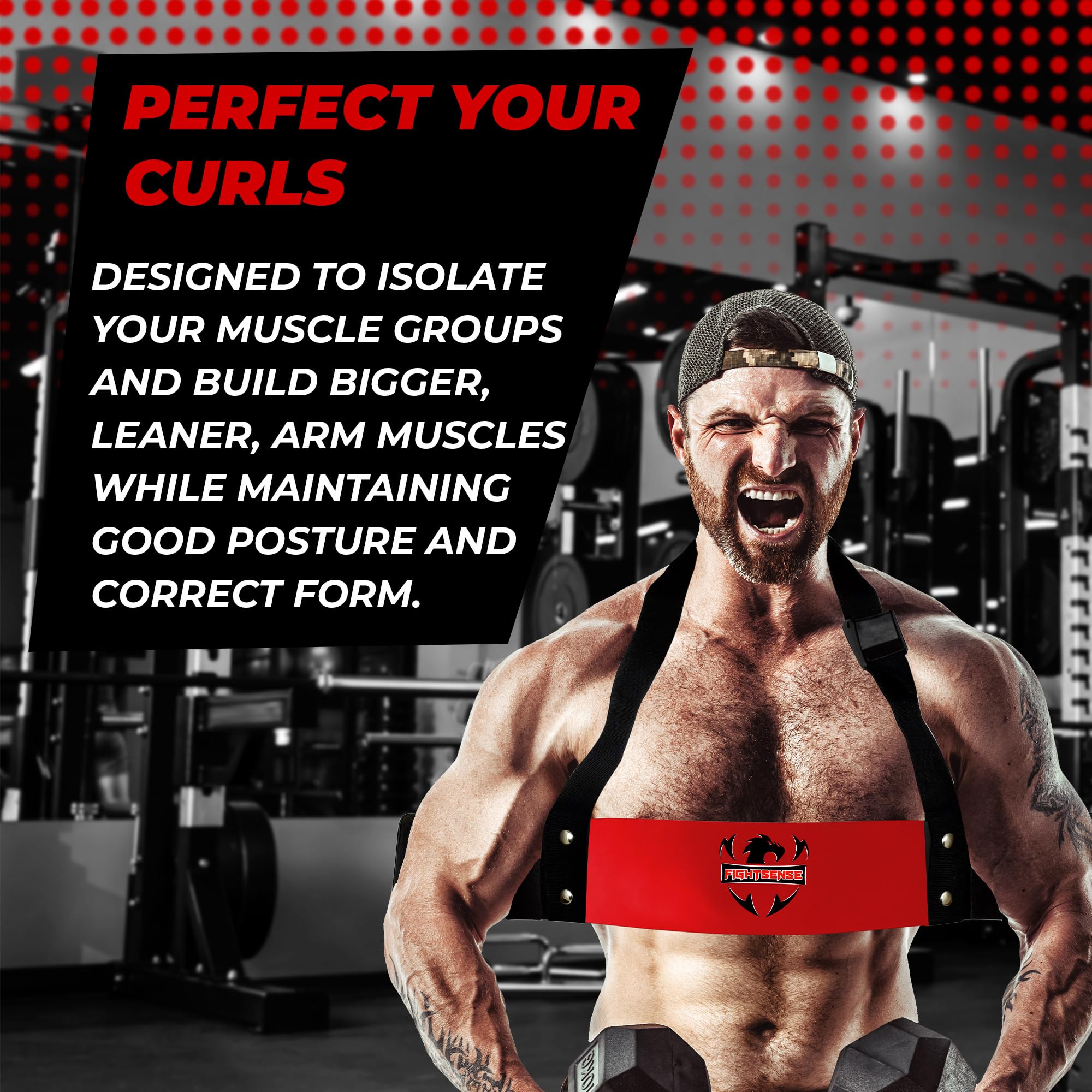 FIGHTSENSE - Aislador de músculos para bíceps y tríceps, para Fitness, Gimnasio, Entrenamiento, Rojo