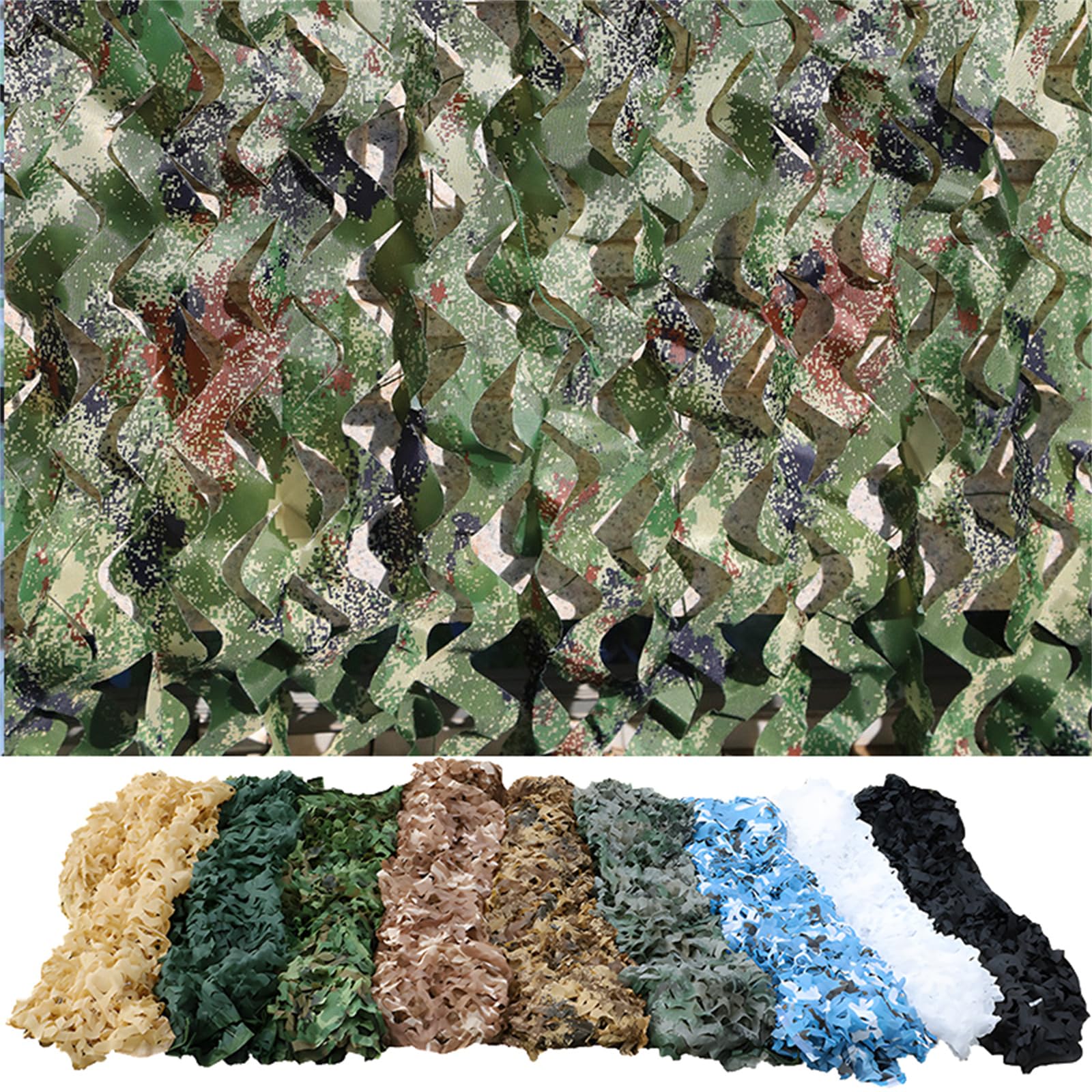 Voile d'ombrage camouflage ajouré 6,4x8m pour grand balcon