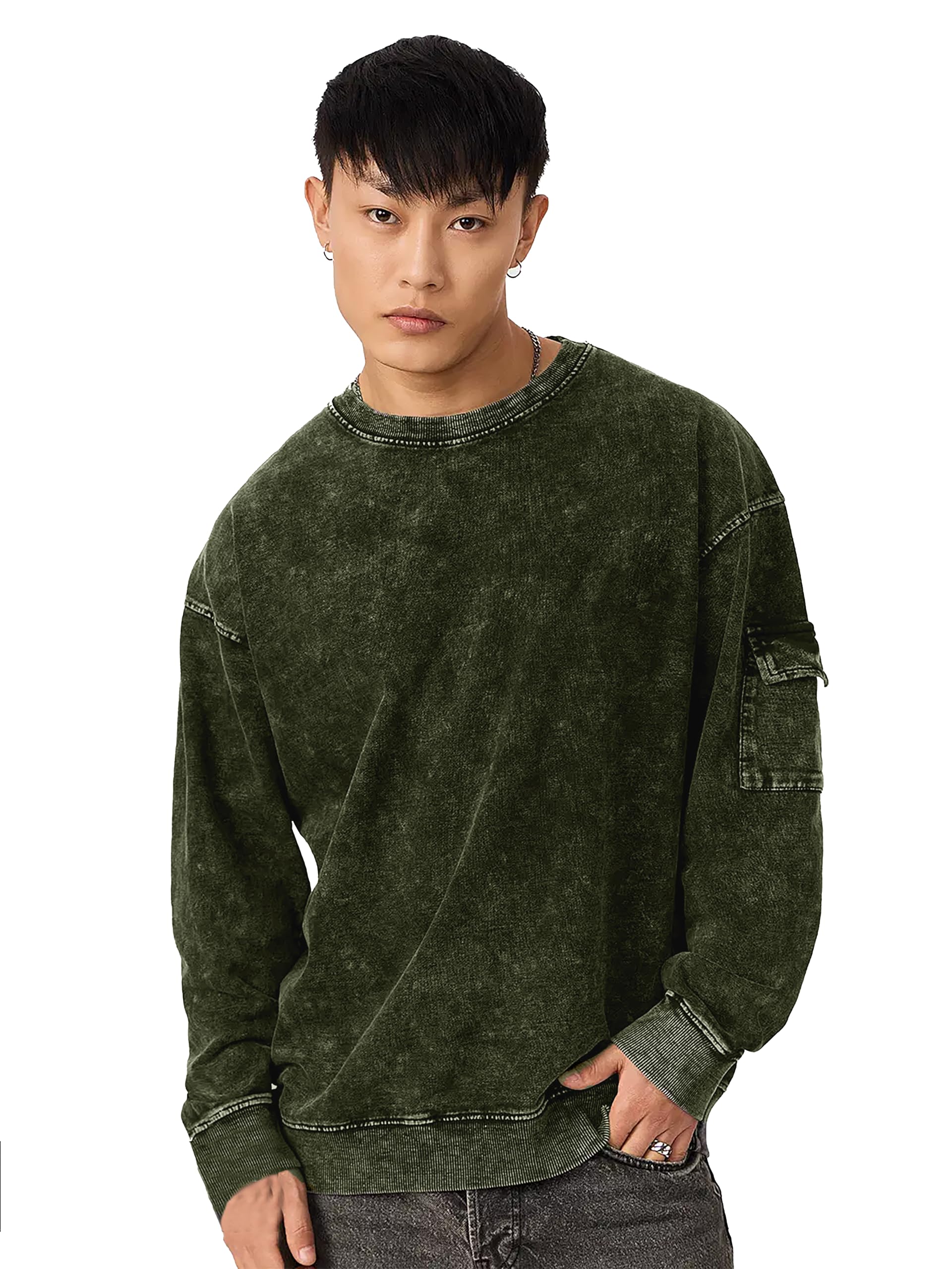 Men's Round Neck Optic Wash Sweatshirt
