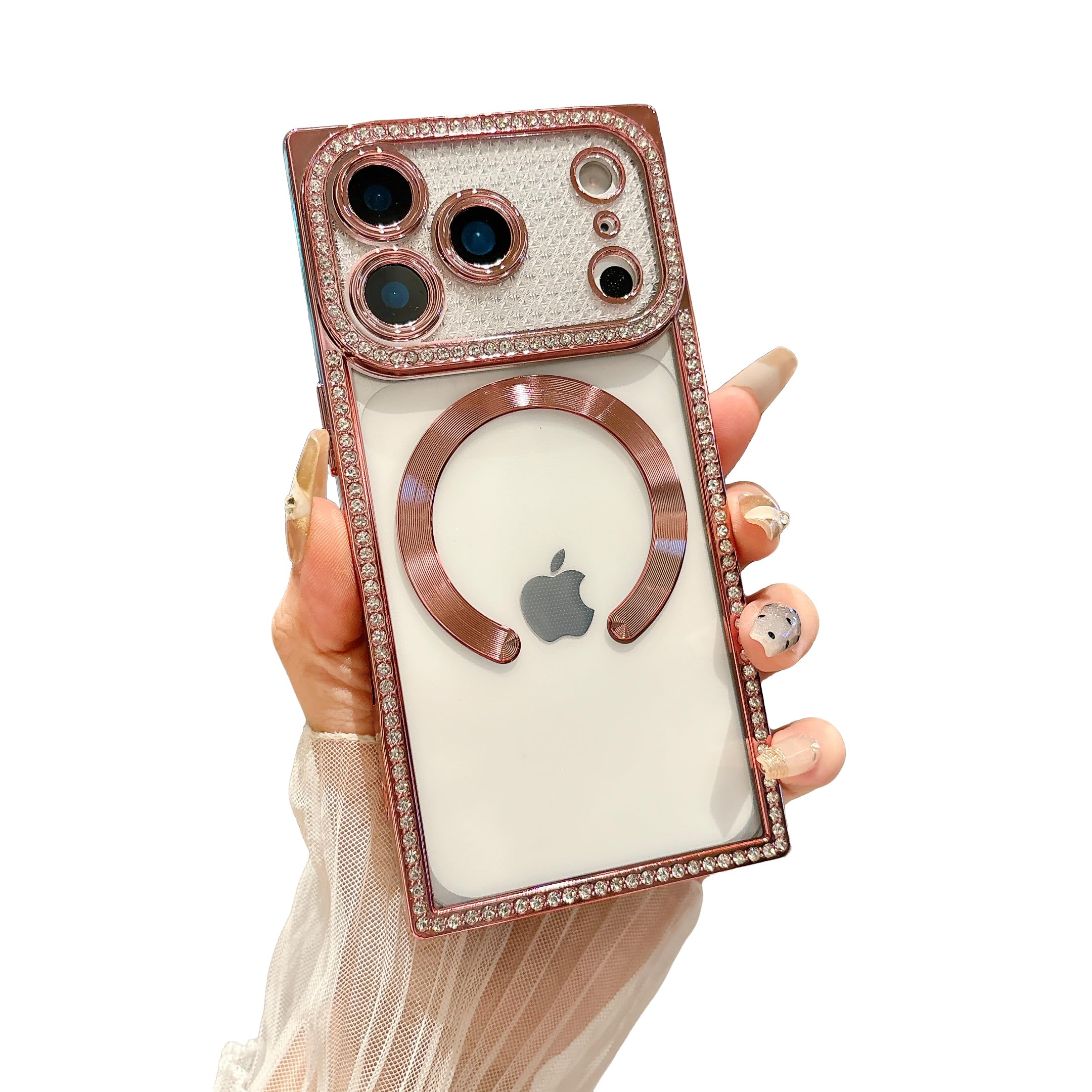 Coque iPhone 17 Pro magnétique transparente haut de gamme avec finition rose - 8