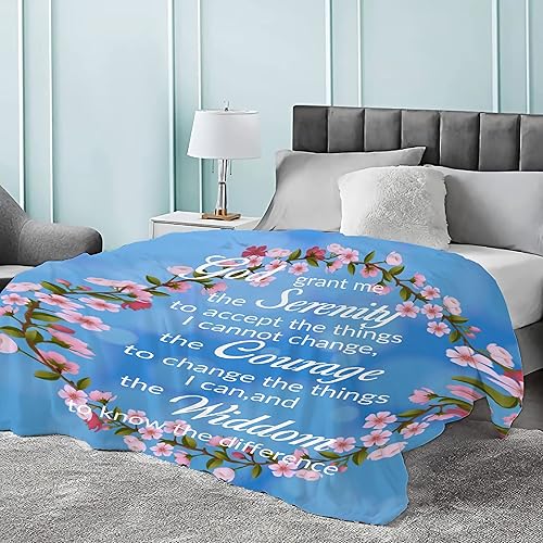 Miniatura 4 de MATCHASTAR Serenity Prayer Inspirational God Grant Me Blue Flora Manta de franela súper suave para cama sofá o sofás ropa de cama manta de forro