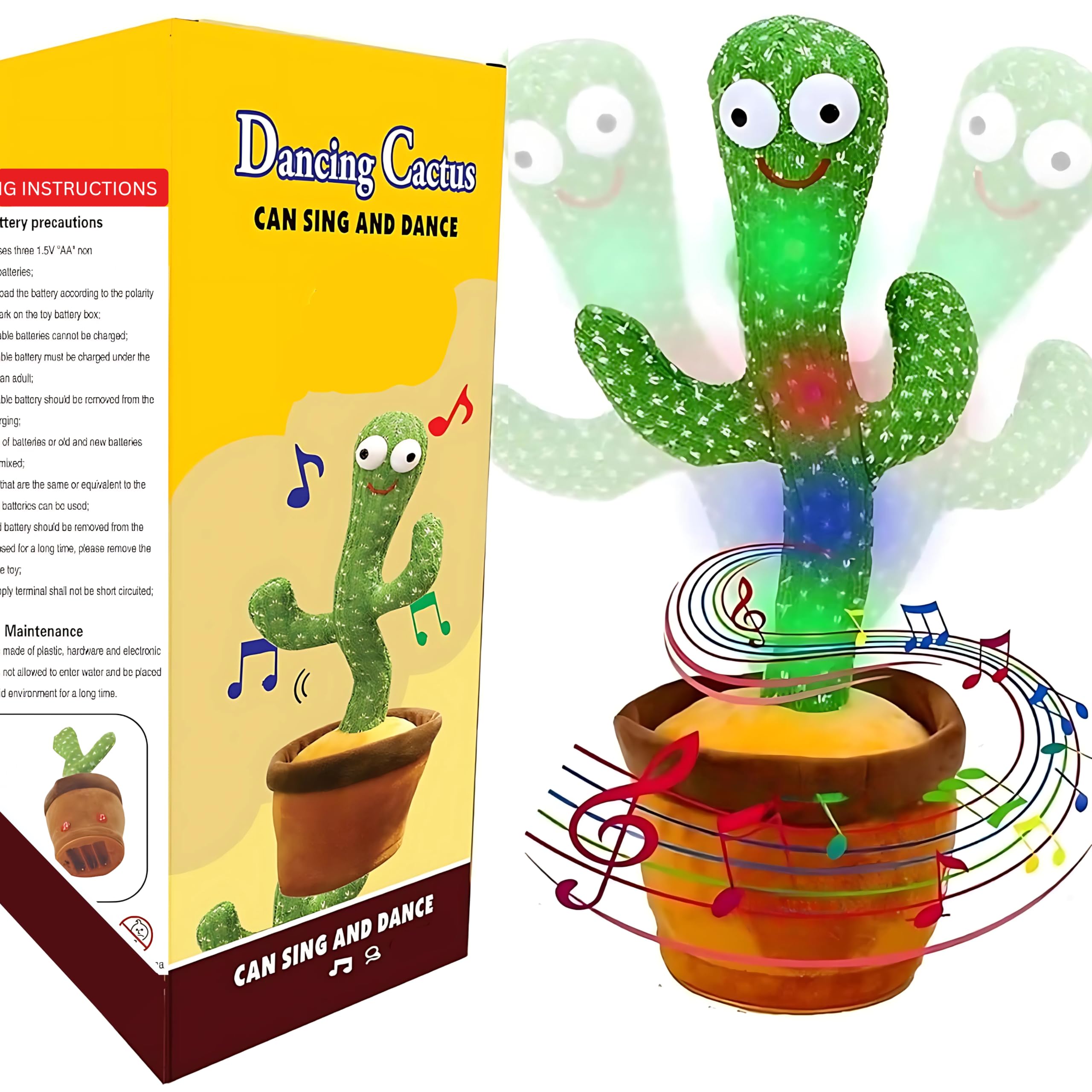 Buy Sakit Original Dancing Cactus Toy For Kids, Pets, Adults [1 Year  Warranty] Talking Singing Children Baby Plush Electronic Toys Voice  Recording Repeats What You Say With LED Lights Online at Low