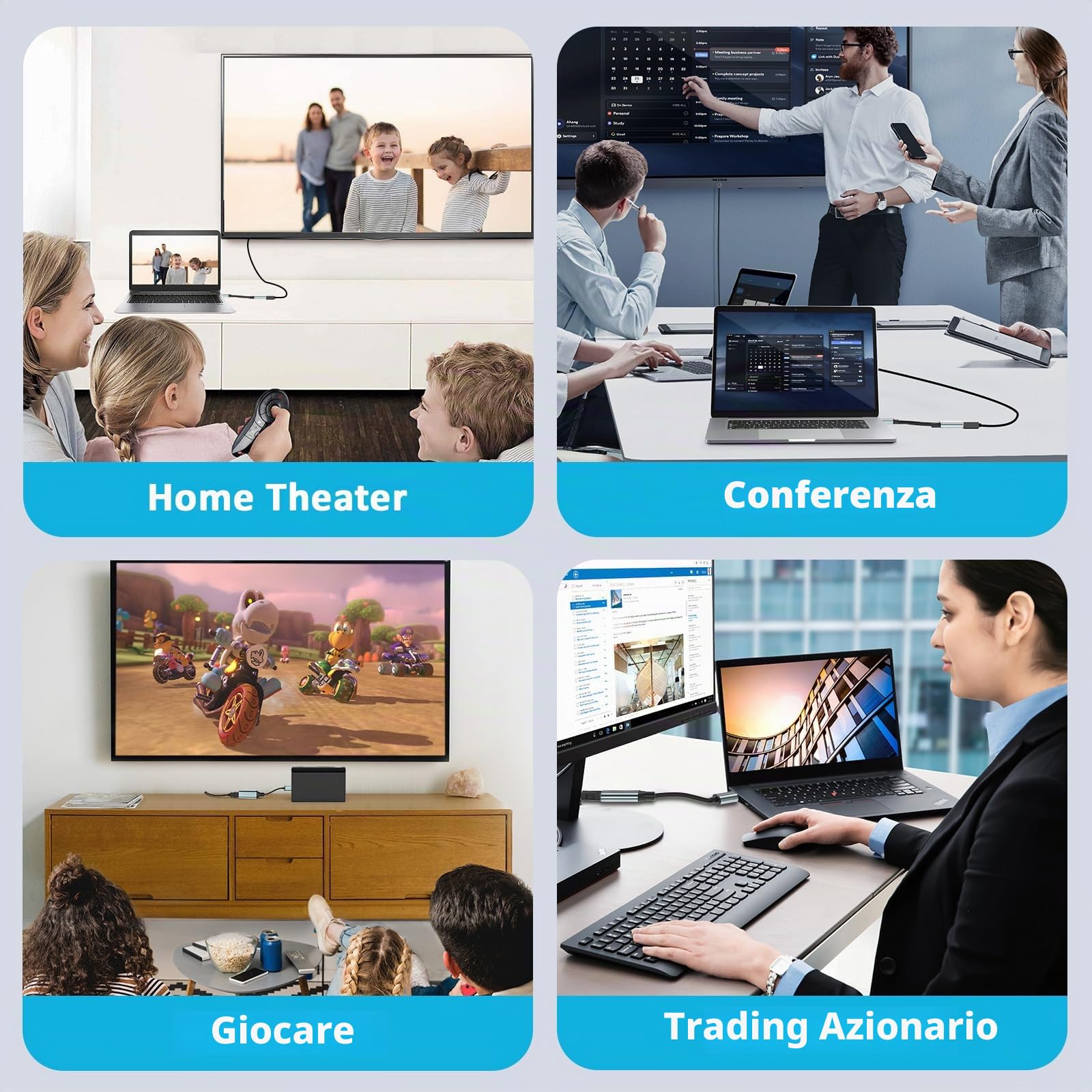 Adattatore da USB a HDMI per Monitor, Convertitore USB 3.0/2.0 a HDMI 1080P, Cavo Uscita per Computer Portatile/Desktop con Windows 11/10/8.1/8/7, Mac