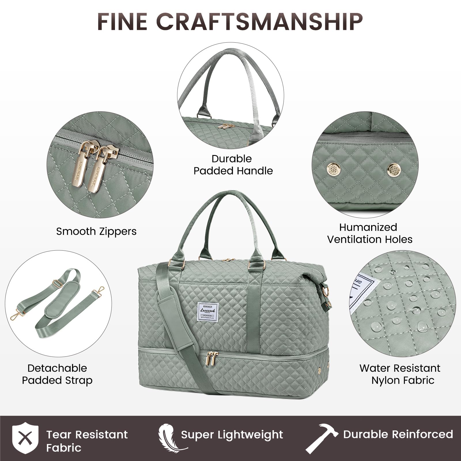 LOVEVOOK Reisetasche Sporttasche Damen Groß Weekender Travel Duffle Bag mit Kulturbeutel Handgepäck Tasche mit Schuhfach Kliniktasche Geburt Mama Set Wasserdicht für Flugzeug Reise Gym Camping