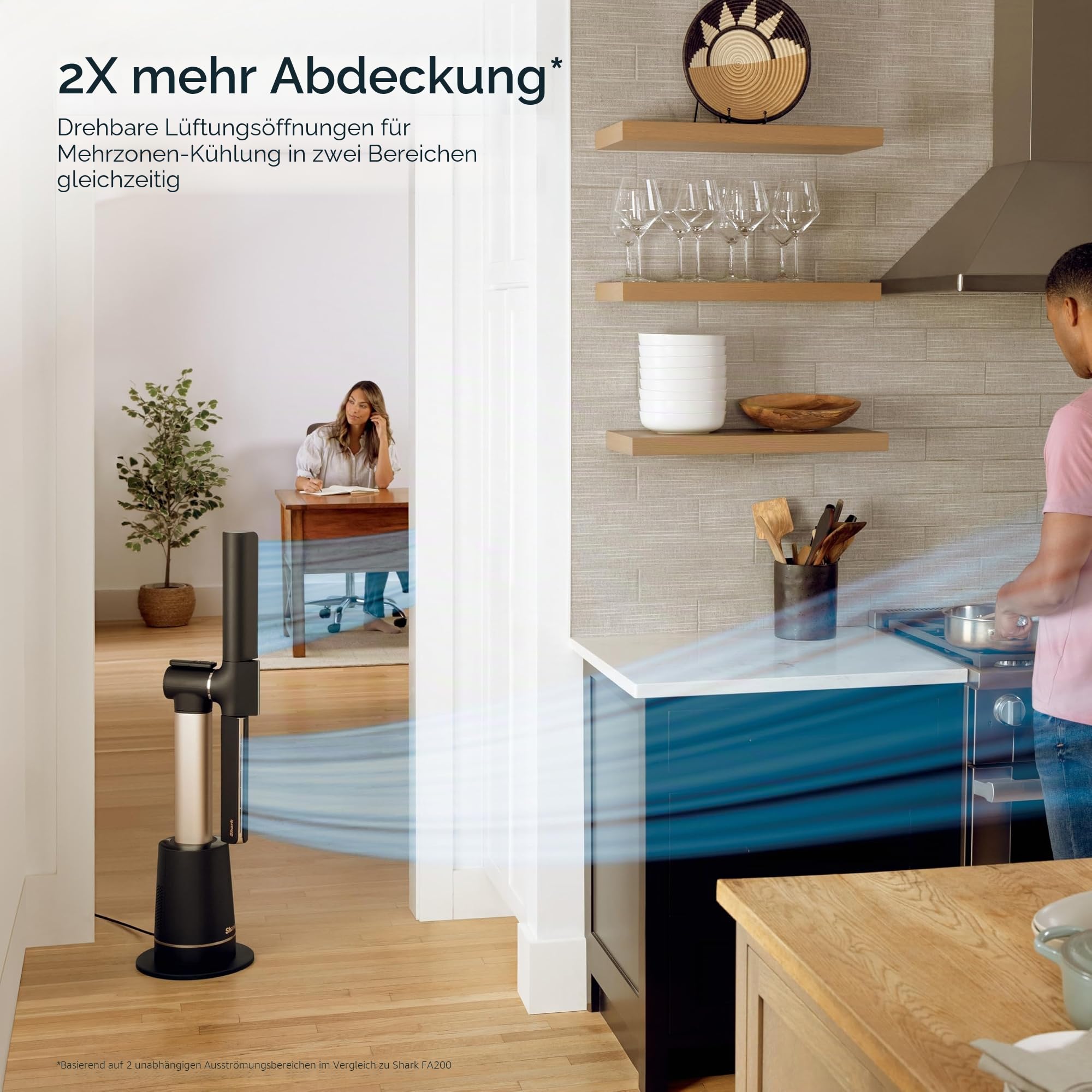 Shark TurboBlade Ventilator – Turmventilator ohne Flügel, ultra-leistungsstark, Hochleistungskühlung bis zu 30 m, Drehungen und Drehungen, 180°-Oszillierung, 10 Geschwindigkeiten, kühlt das Haus,