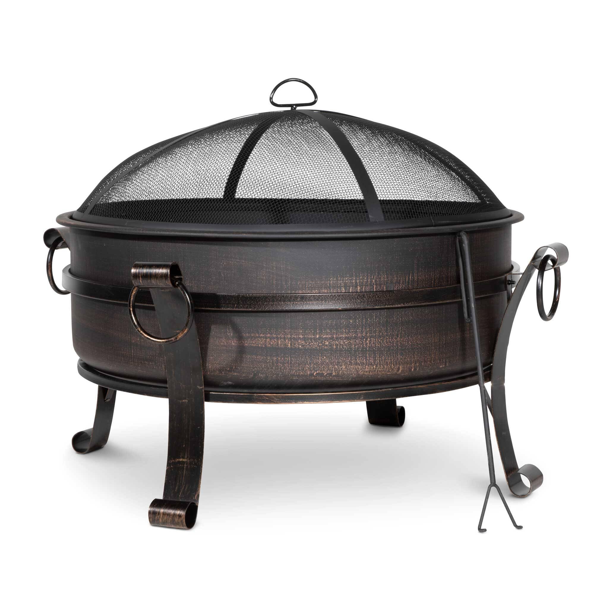Dellonda 30" Deluxe 2-in-1 Outdoor Fire Pit & Coffee Table, Antique Bronze Effect - DG42