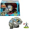 Mattel Jurassic World Bite Club Collectible Figure Velociraptor Blue Chubby Dinosaur Stylized Approximately 4-Inch Figure with Accessories, HVB37