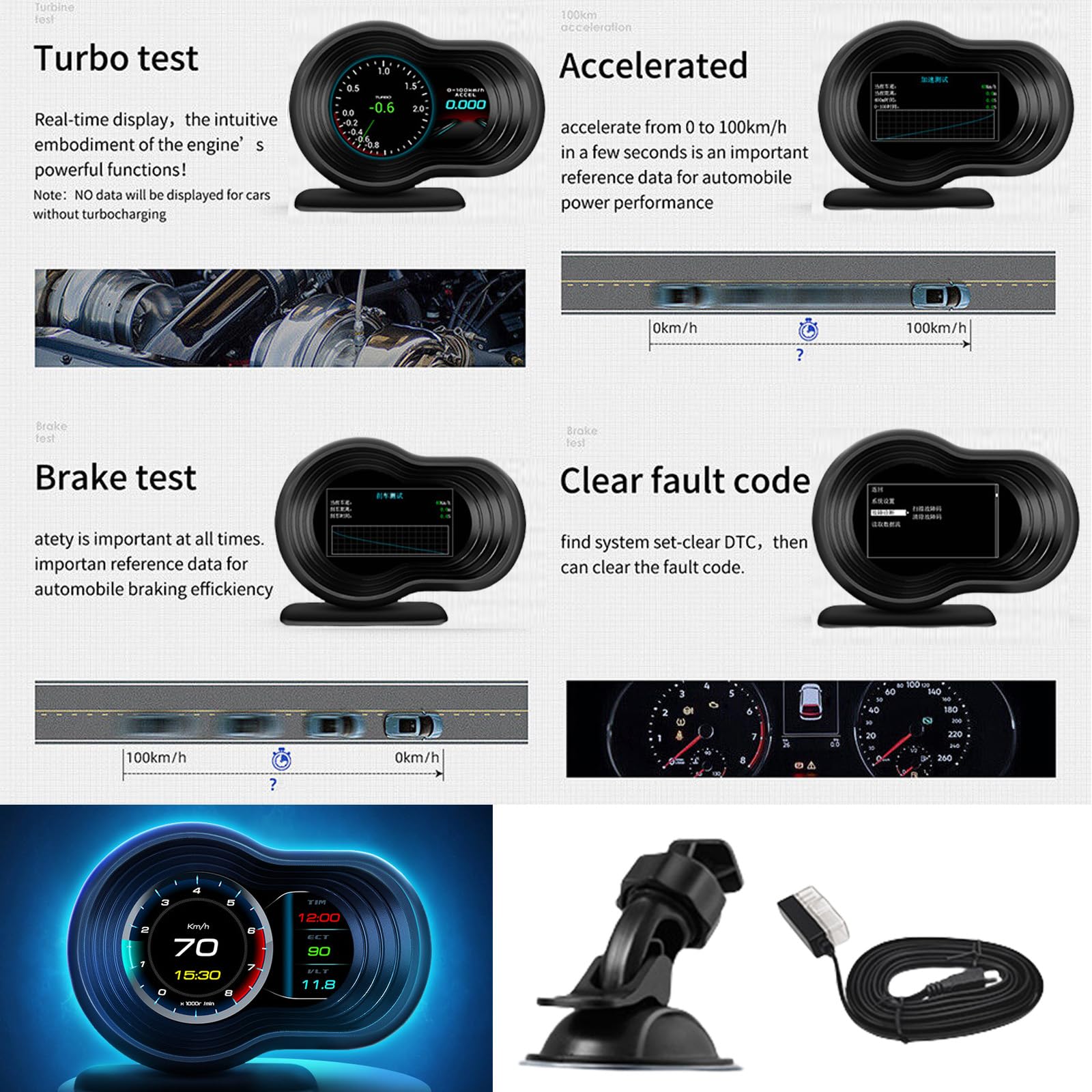 Los sistemas avanzados de pantalla LCD HUD muestran información de conducción, instalación rápida, dispositivo LCD HUD para viajeros diarios, fácil de instalar