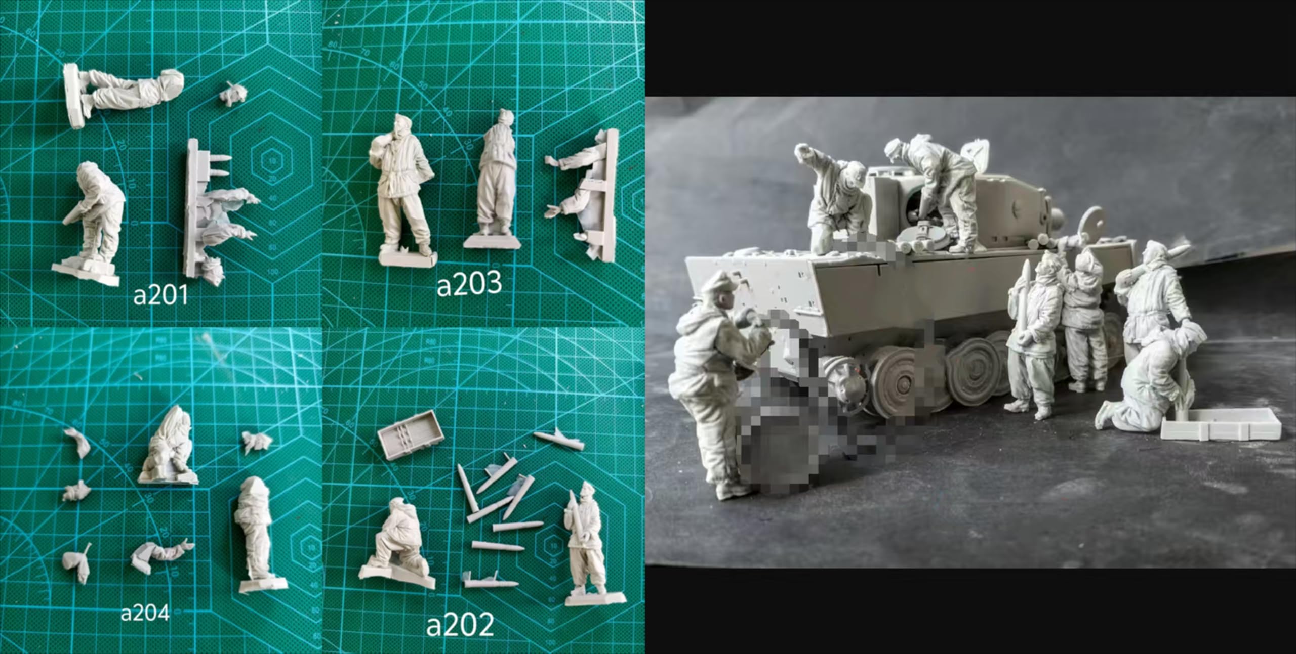 1/35 Kit de Modelo de Soldado WWII en Resina, sin Pintar y sin Montar (8 Figuras, sin Tanque) //l2b3J6