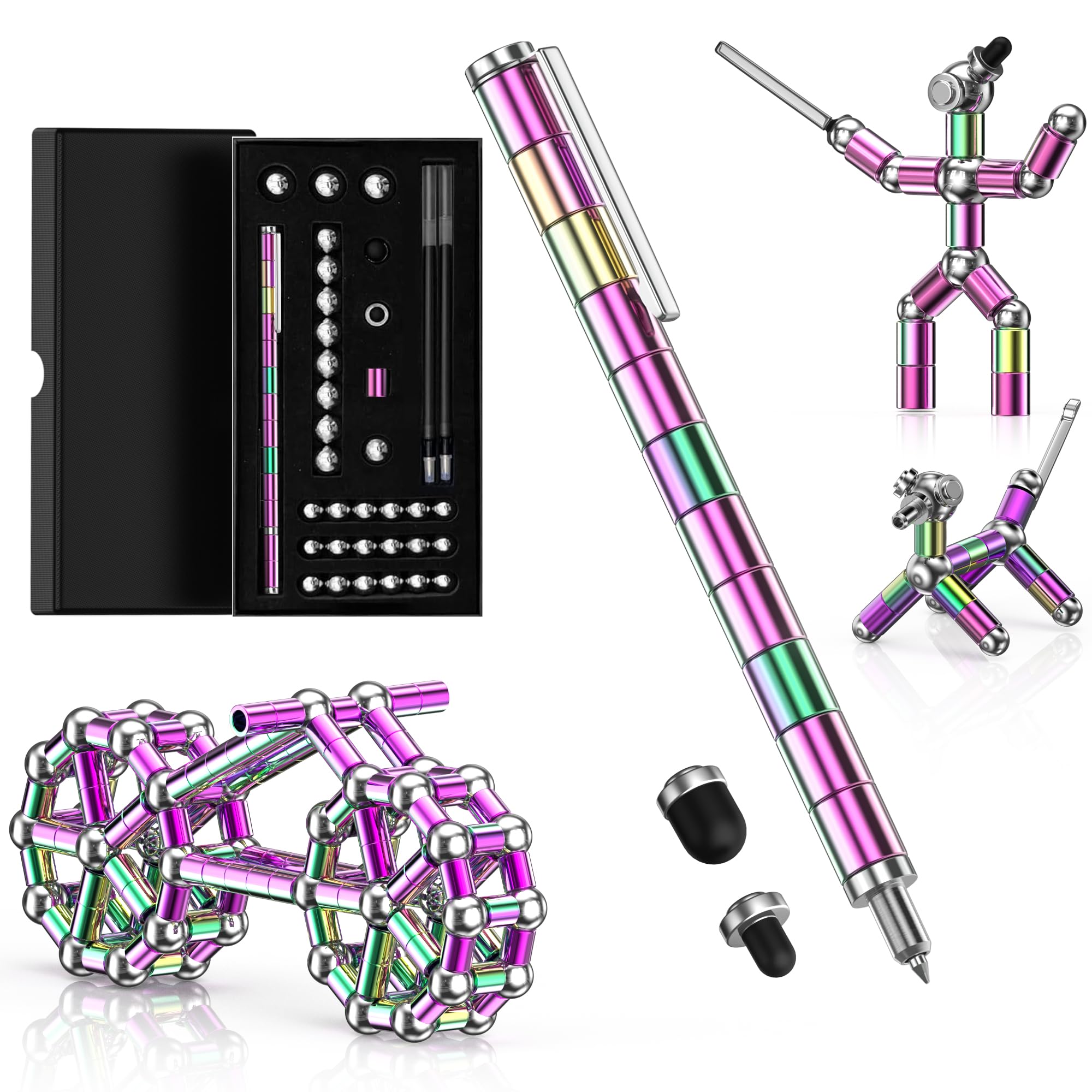 ALEIFLE Bolígrafo magnético, bolígrafo de gel Fidget, alivio del estrés, bolígrafo retráctil para adolescentes, niños, hombres, novios, papá, regalo divertido de cumpleaños (multicolor)