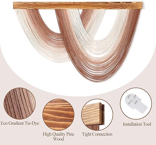 Miniatura 6 de Osunnus Tapiz bohemio de macramé para colgar en la pared, teñido anudado, hecho a mano, tejido degradado, decoración de pared para sala de estar y