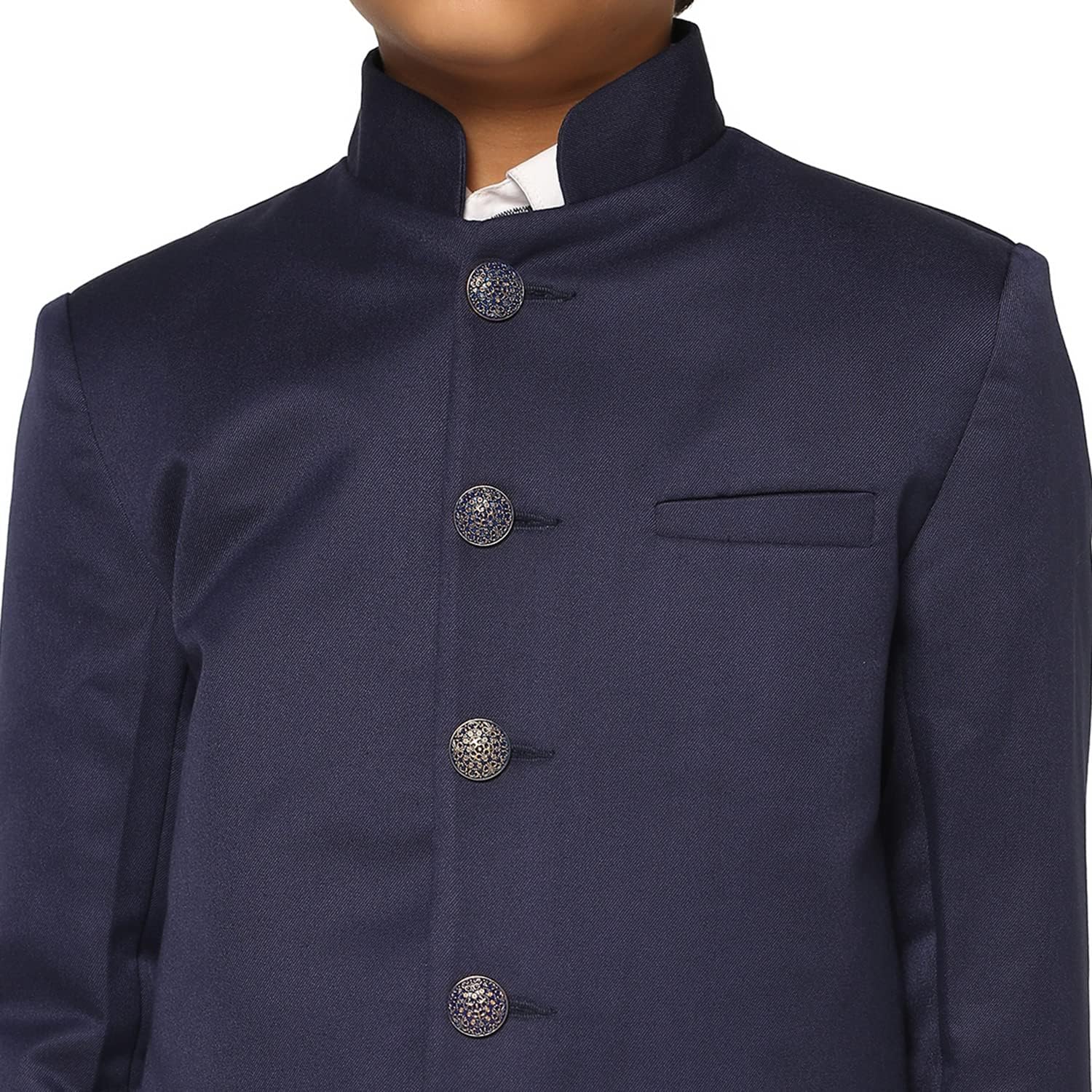 TAHVO Boys Cotton Blend Solid Notched Lapel Blazer (Blue2, 3-4 Year) 3