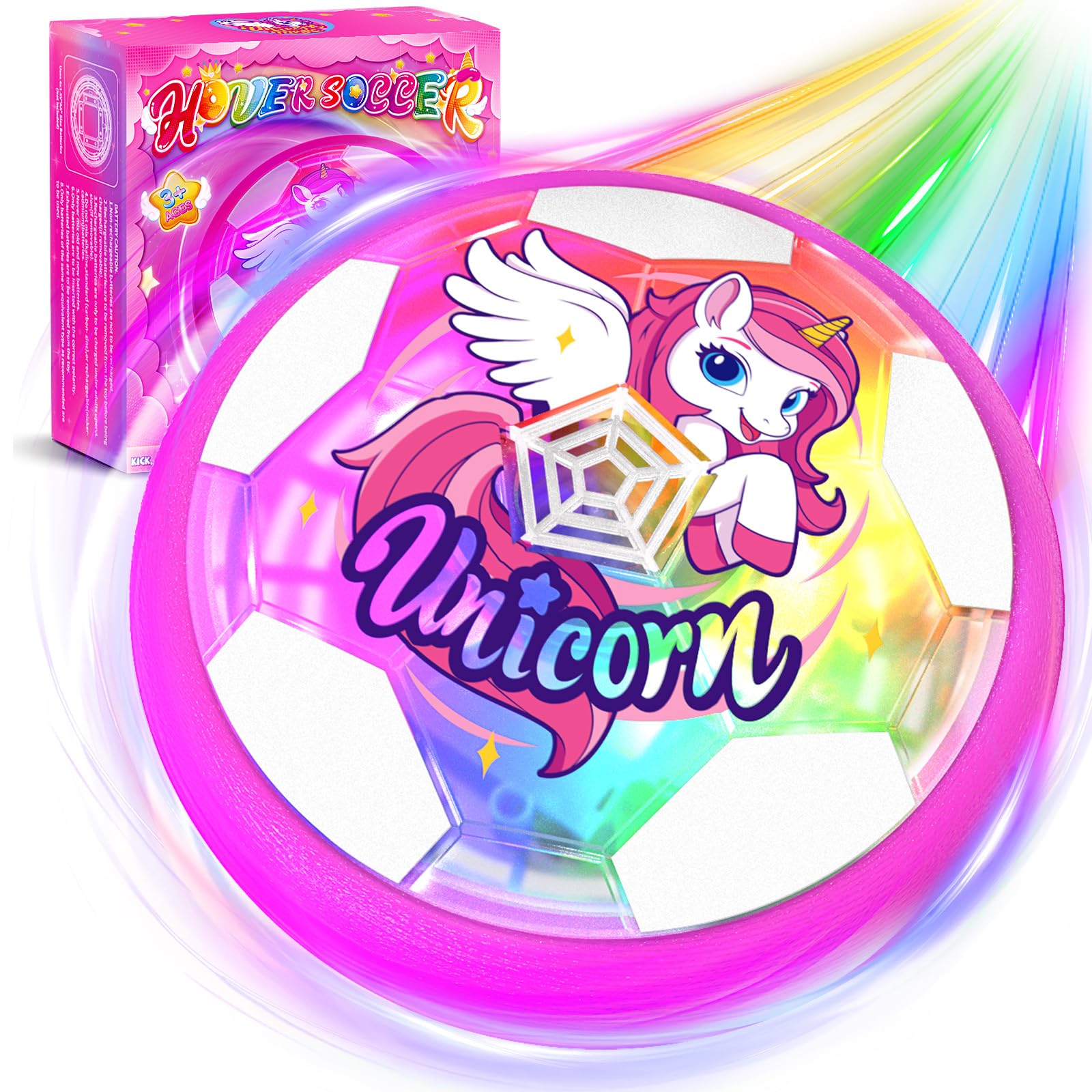 Unicorno Pallone da Calcio Luminosi, Calcio Interno Unicorno Bambina Regalo 3-12 Anni Giochi Bambina 4 5 6 7 8 9 10 Anni, Giocattolo Bambini Gioco Bimba 3-10 Anni Femmina Regali di Natale Compleanno