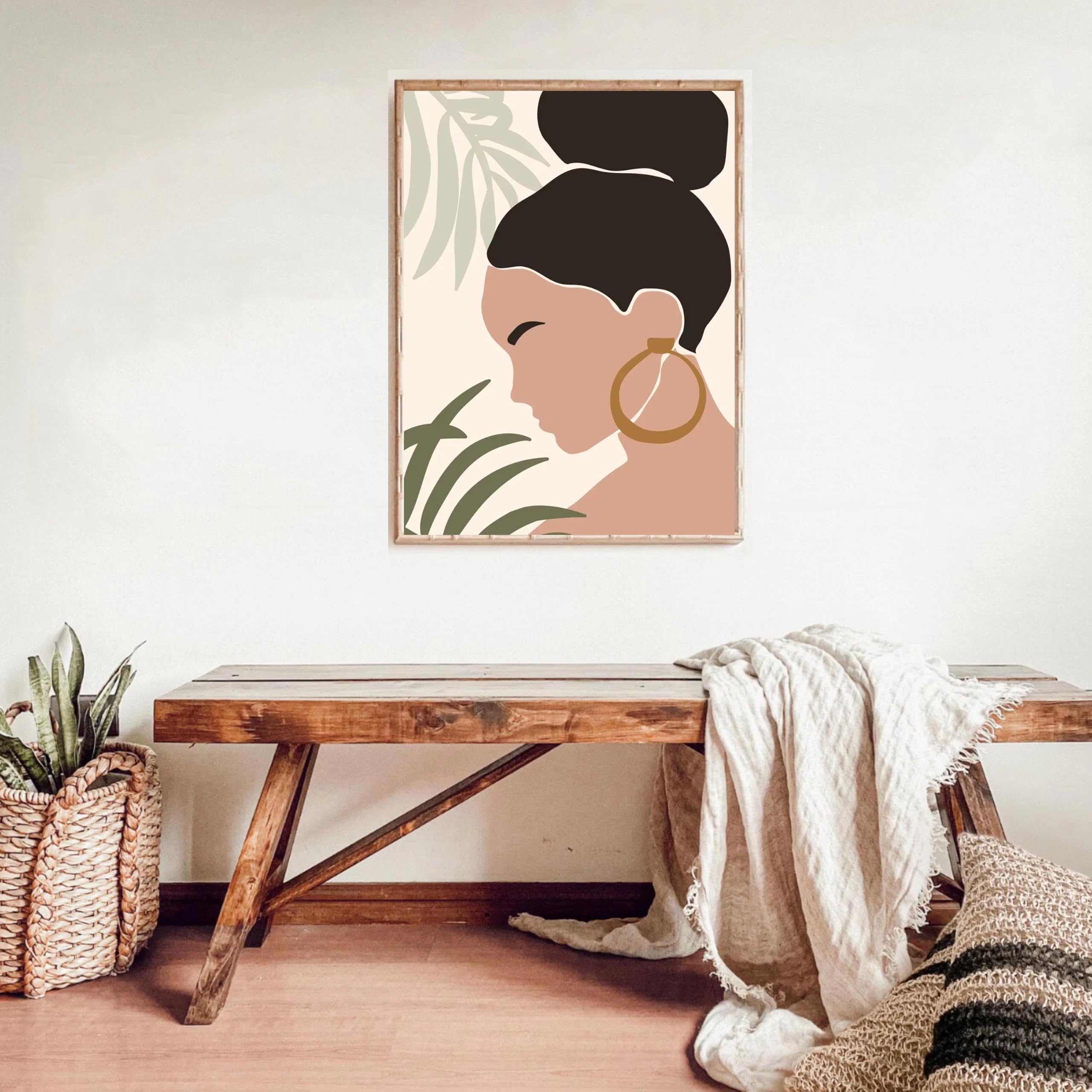 DFZEWKI Wall Art Boho Abstract Mountain Sun Vase Leaves Plant Canvas Painting Nordic and Prints Decor(60x80cm(24x31in)/No frame)