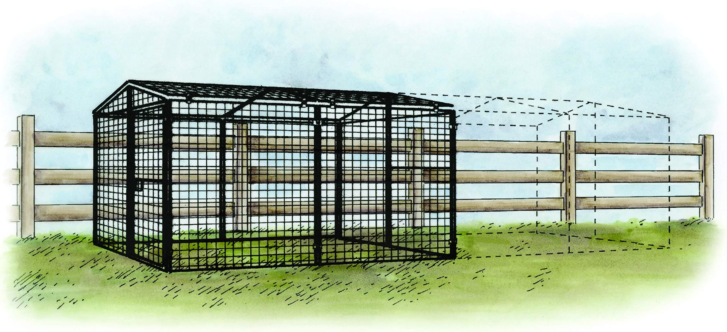Regular 8 ft. Chicken Run, Large Steel 7’W x 8’L x 4’H Outdoor Enclosure Kennel for Poultry and Hens | Includes All Parts Needed for Assembly, Plus an Adapter