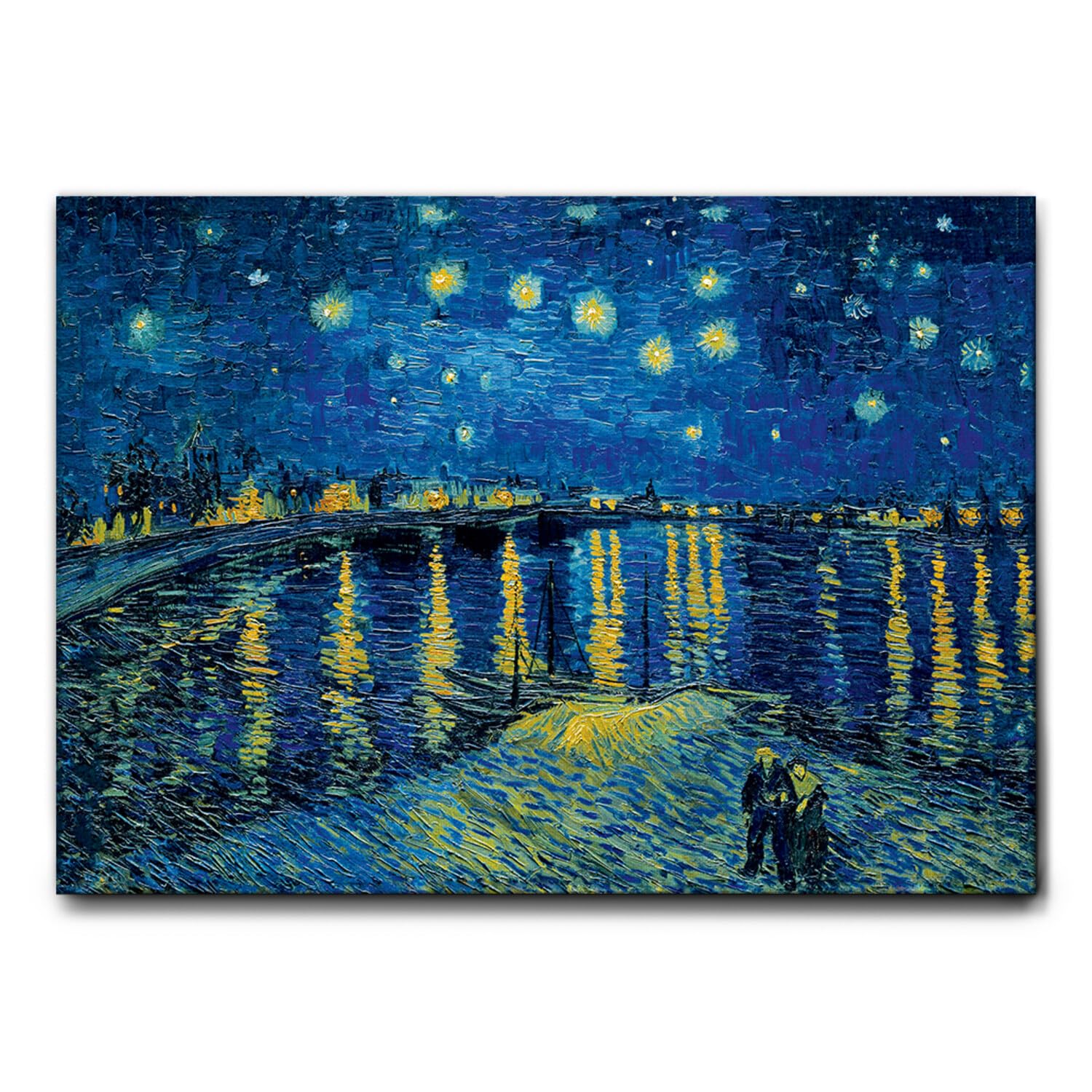 Giallobus - Quadro - Vincent Van Gogh - Notte stellata sul Rodano - Tela Canvas Telaio Standard - 100x70 - Pronto da appendere - Quadri moderni per la casa
