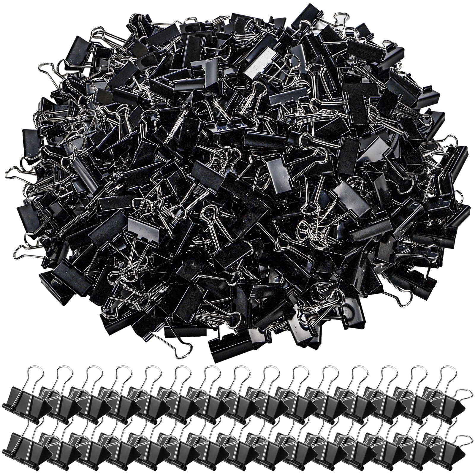 Nagpew 300 Pack Medium Binder Clip, 1-1/4 Inch Metal Black Fold Back Clips, Standard Paperwork Clamp Bulk for School Teacher Student, Business Office